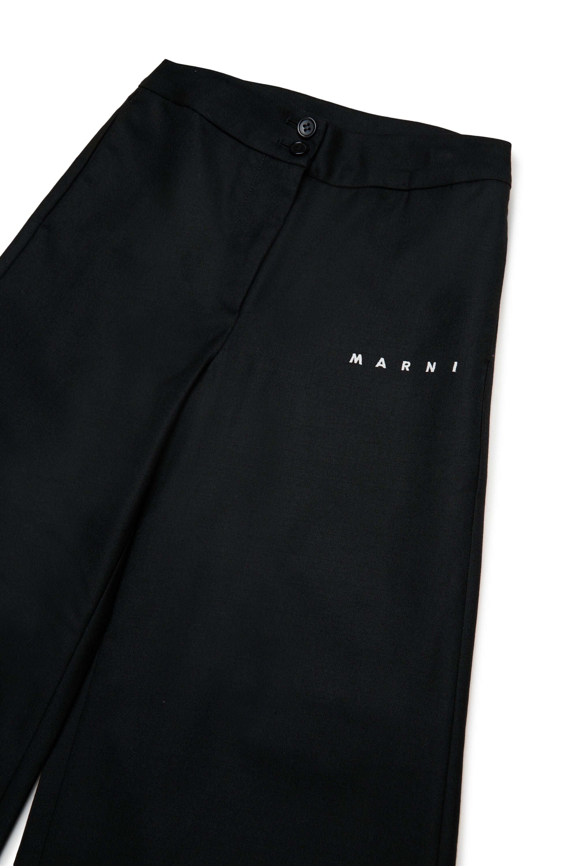 Wide leg flannel pants with logo