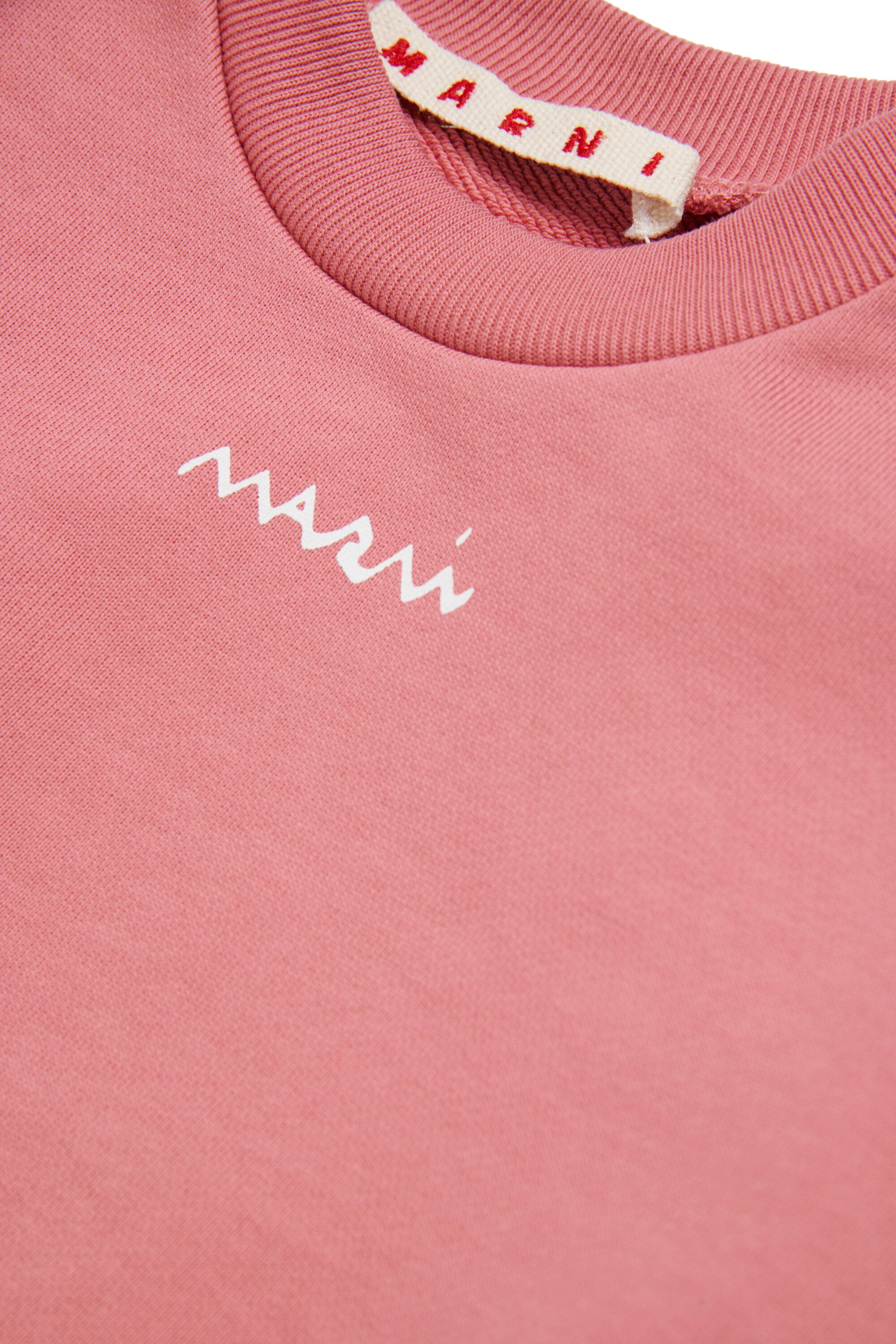 Crew-neck sweatshirt with flounces on the bottom