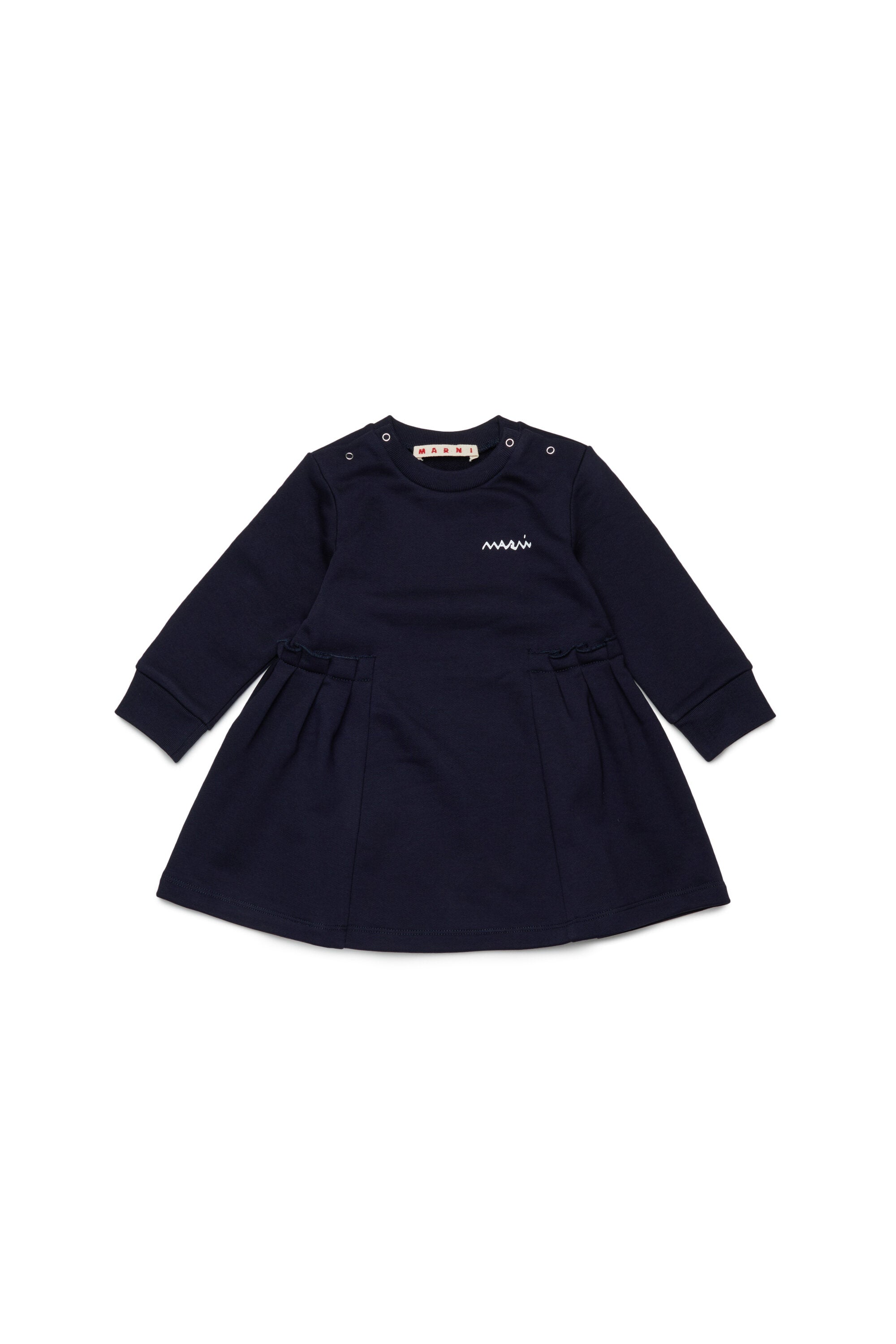 Fleece midi dress with flounces