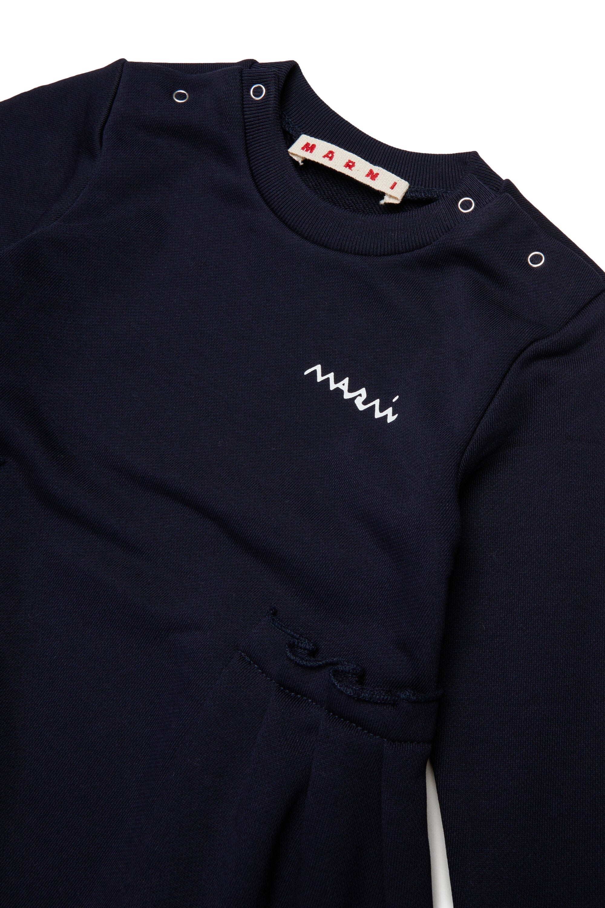 Fleece midi dress with flounces