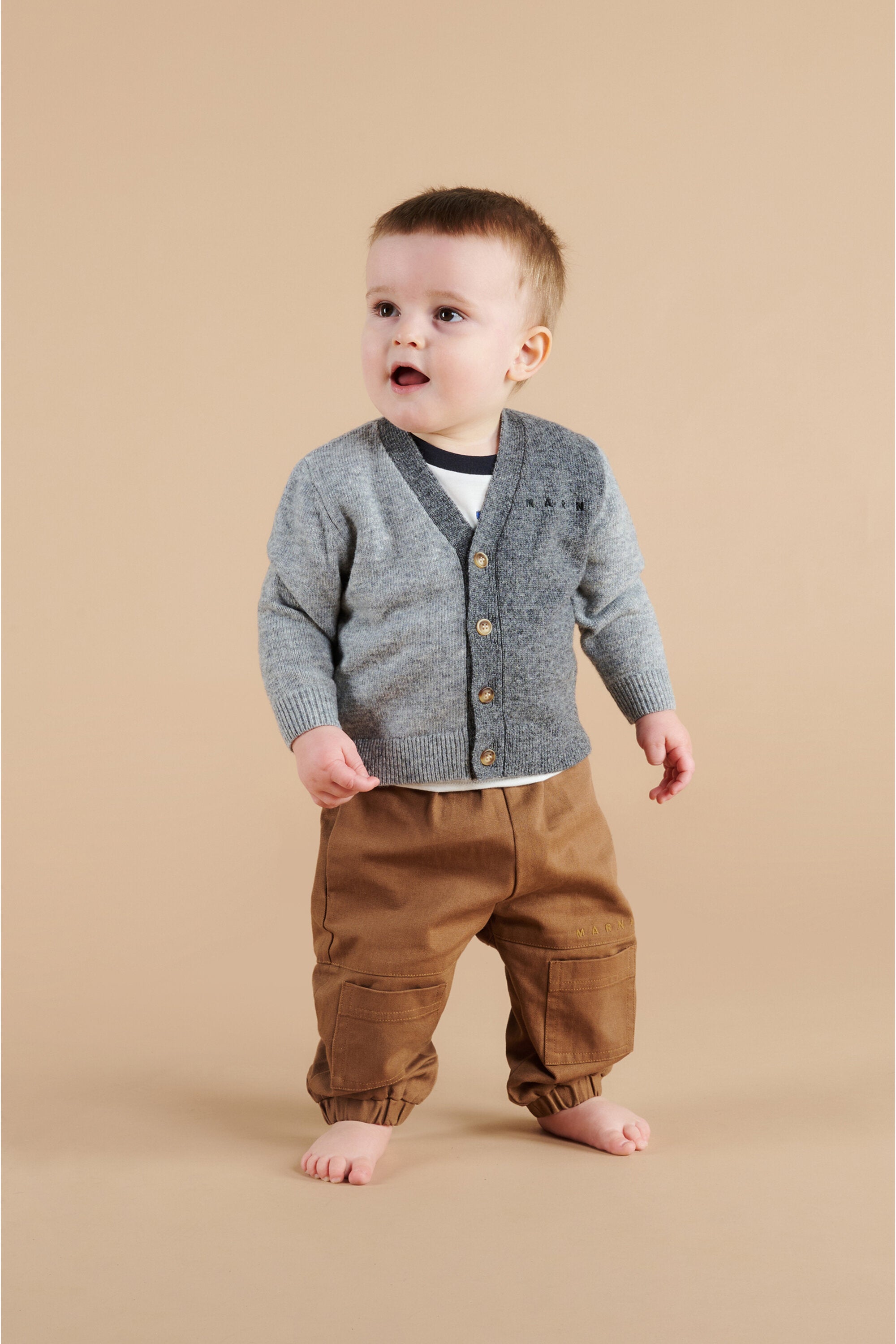 Colorblock wool-blend cardigan