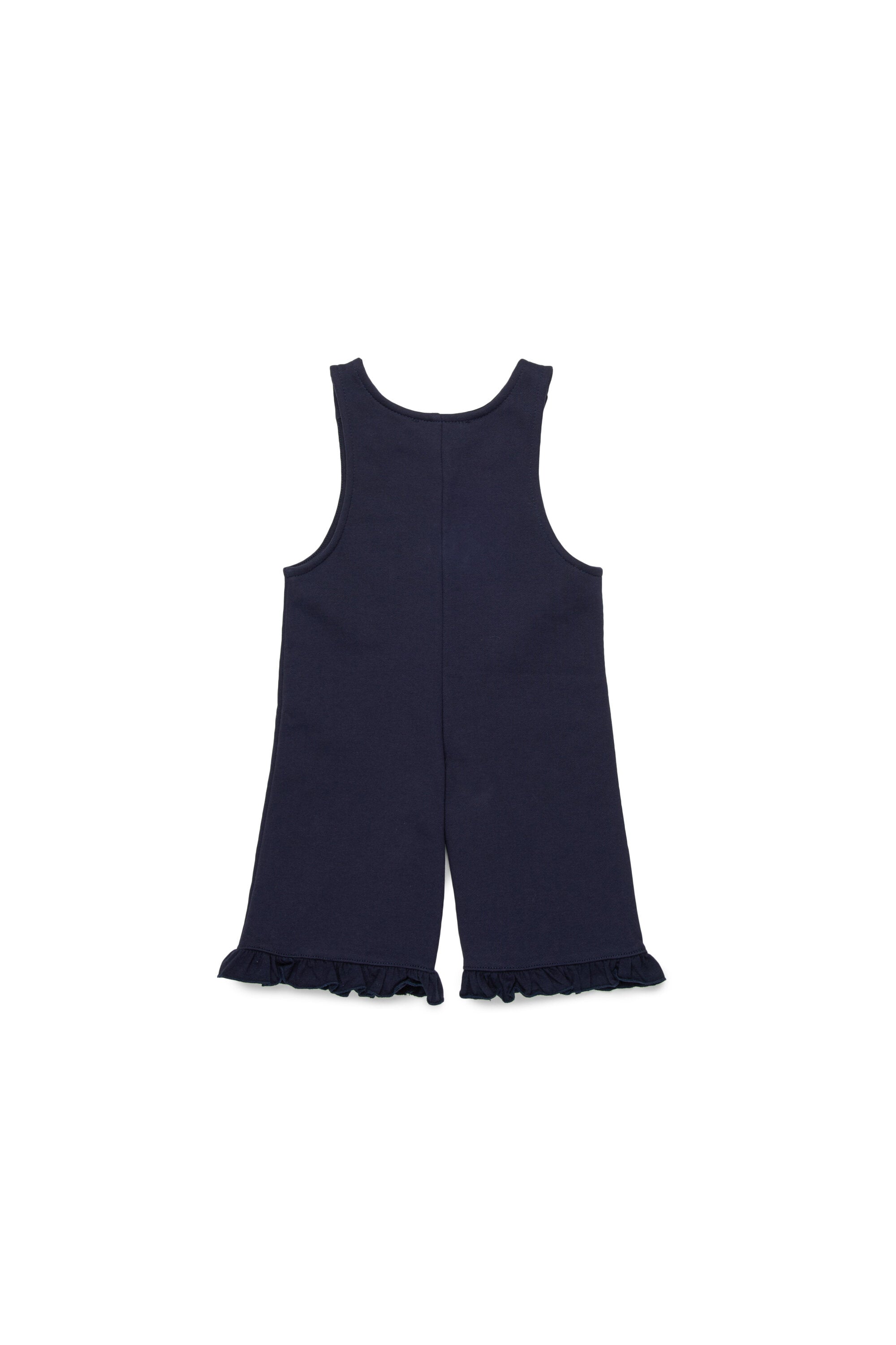 Fleece dungarees with ruffles on the bottom