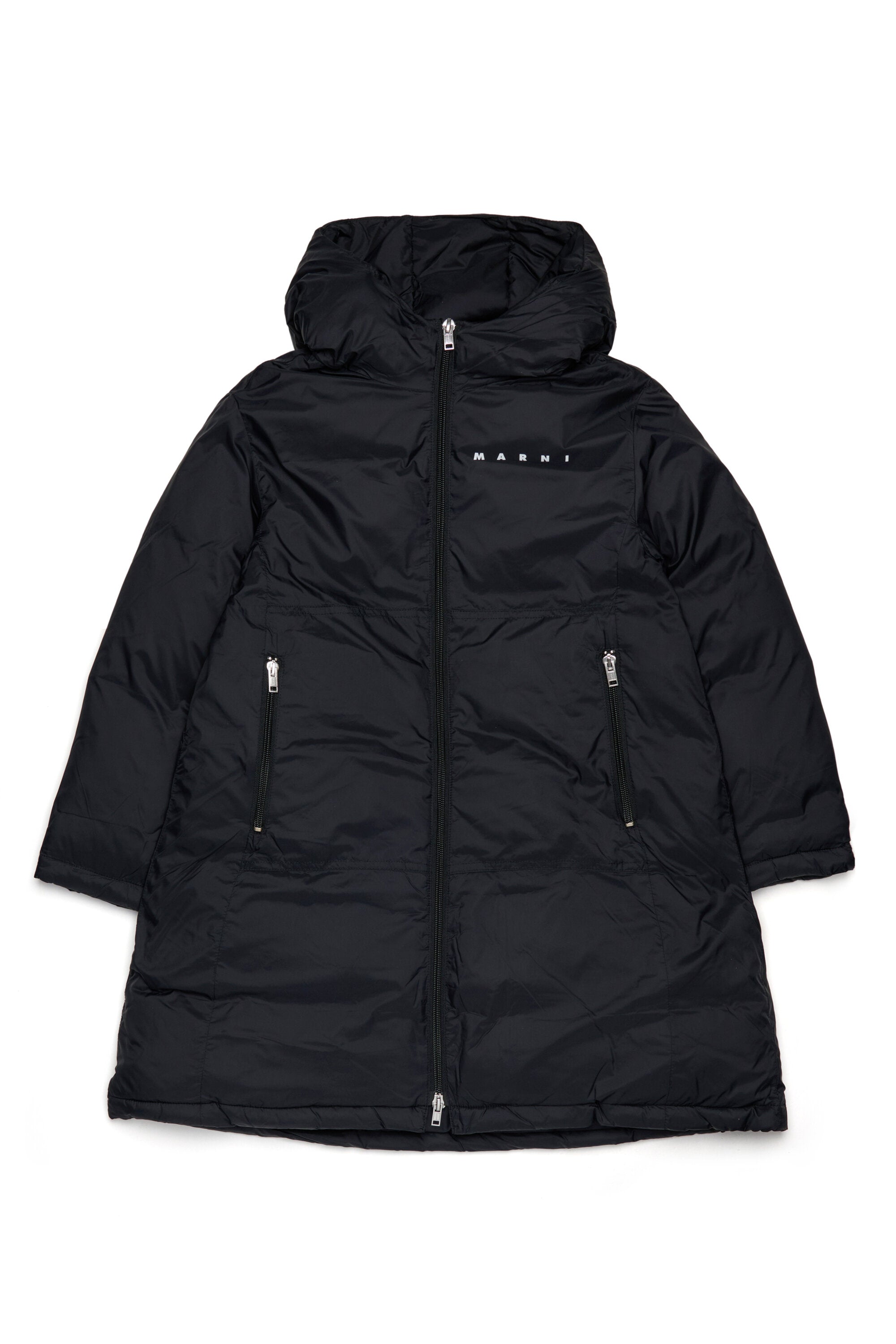 Long hooded padded jacket
