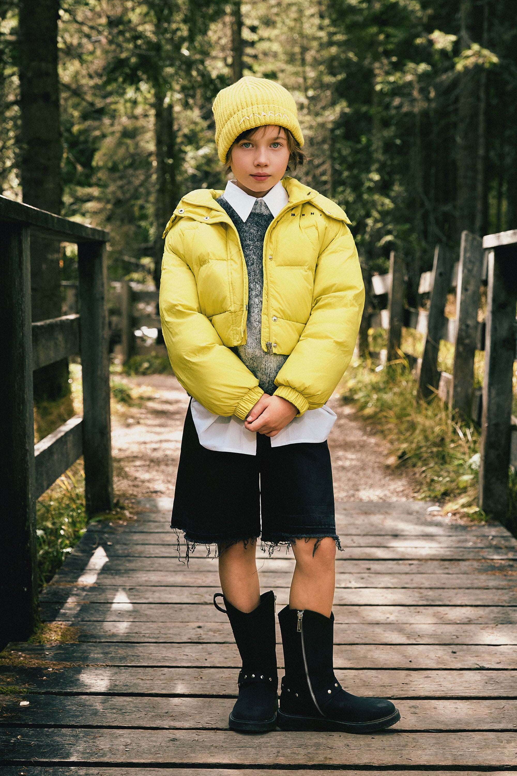 Cropped hooded padded jacket