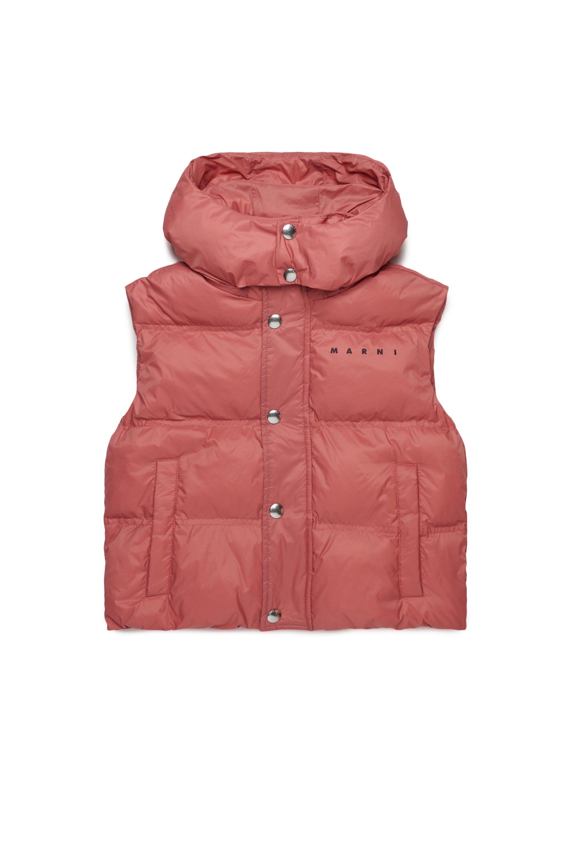 Hooded padded vest with logo