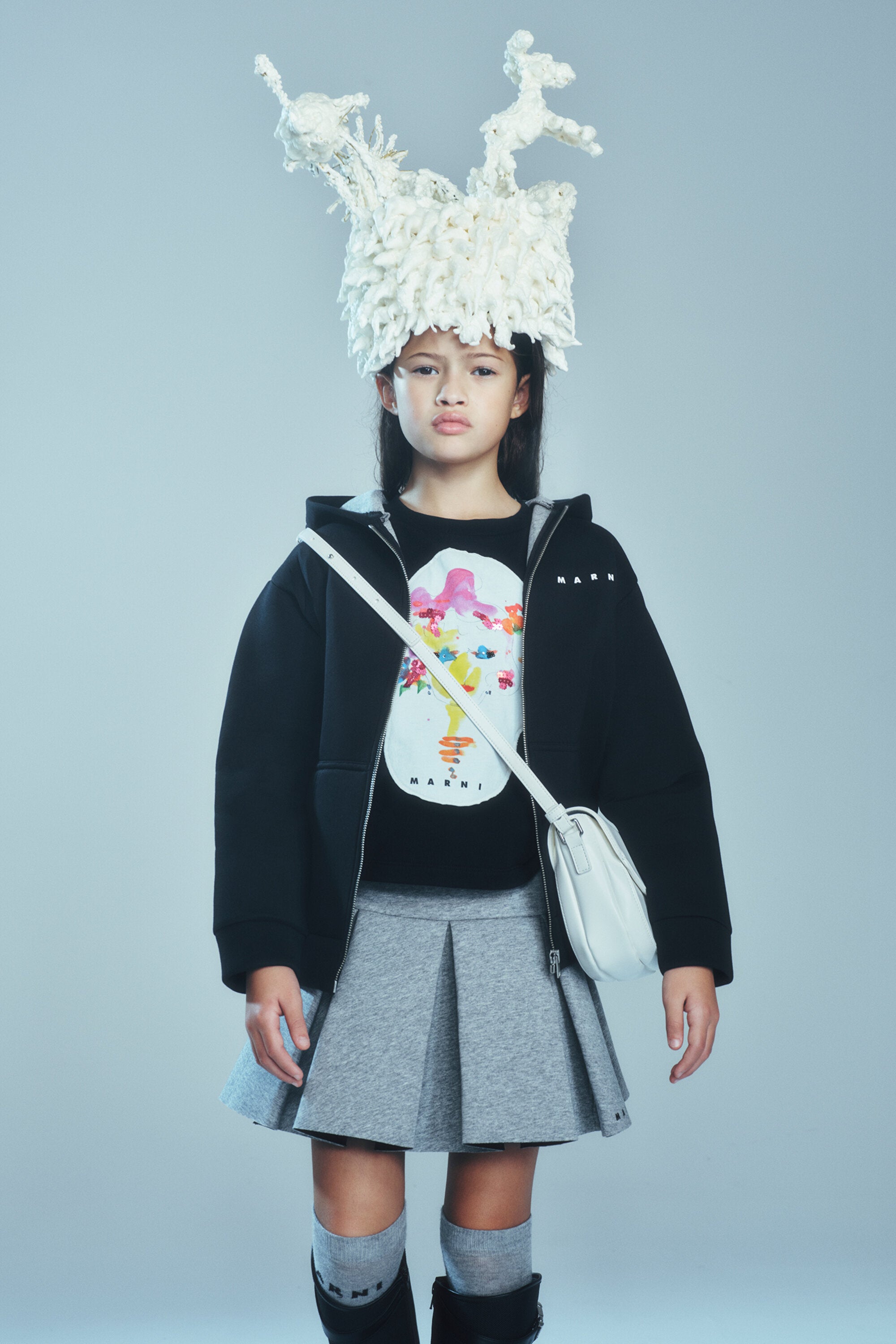 Neoprene flounced mini skirt