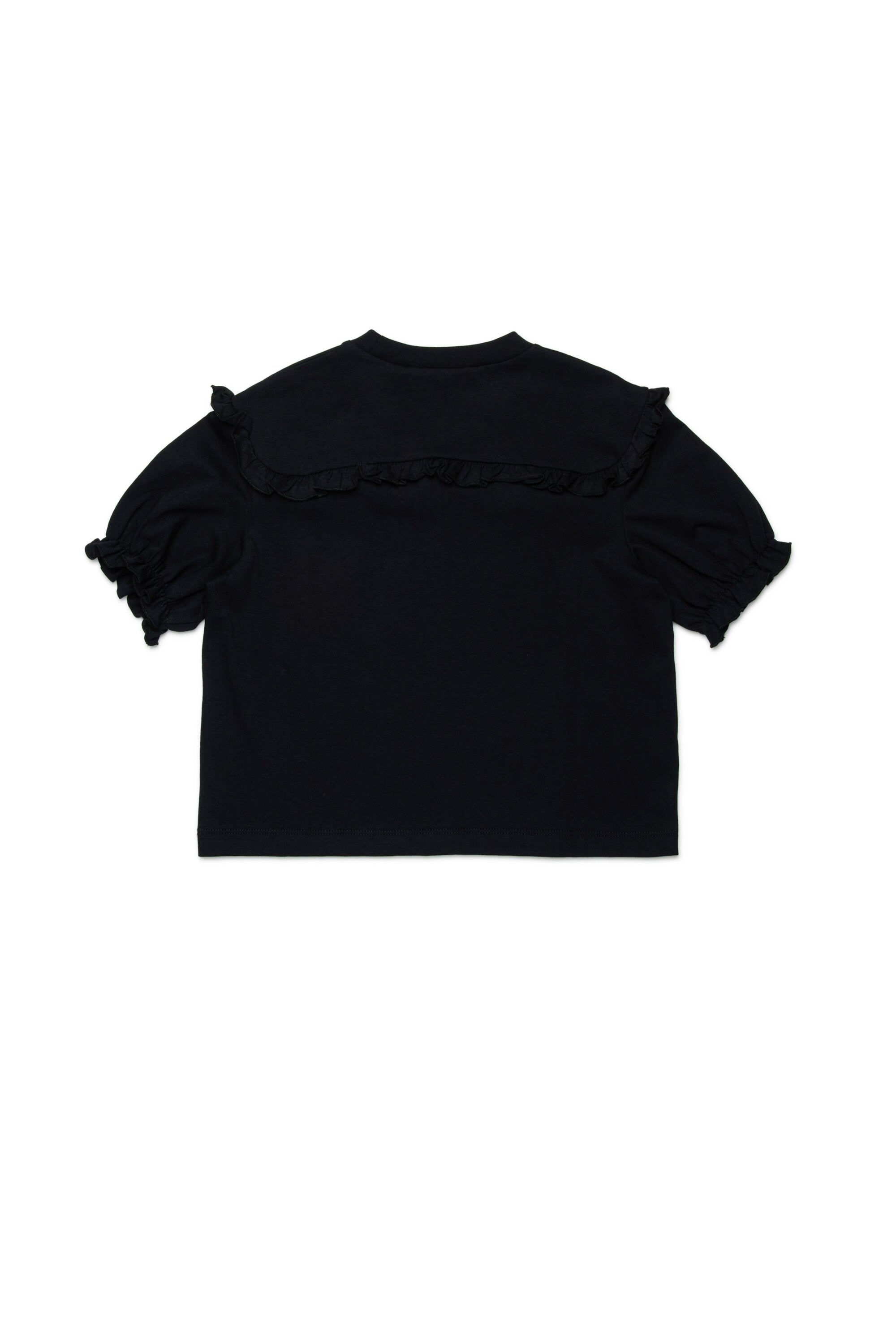 Jersey T-shirt with ruffles and logo