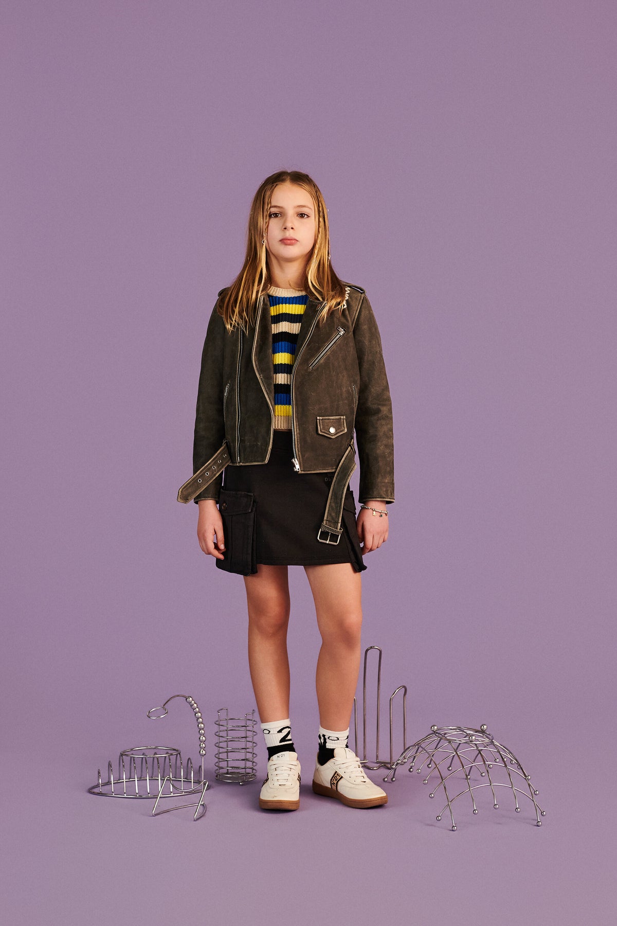 Real leather jacket with a worn effect