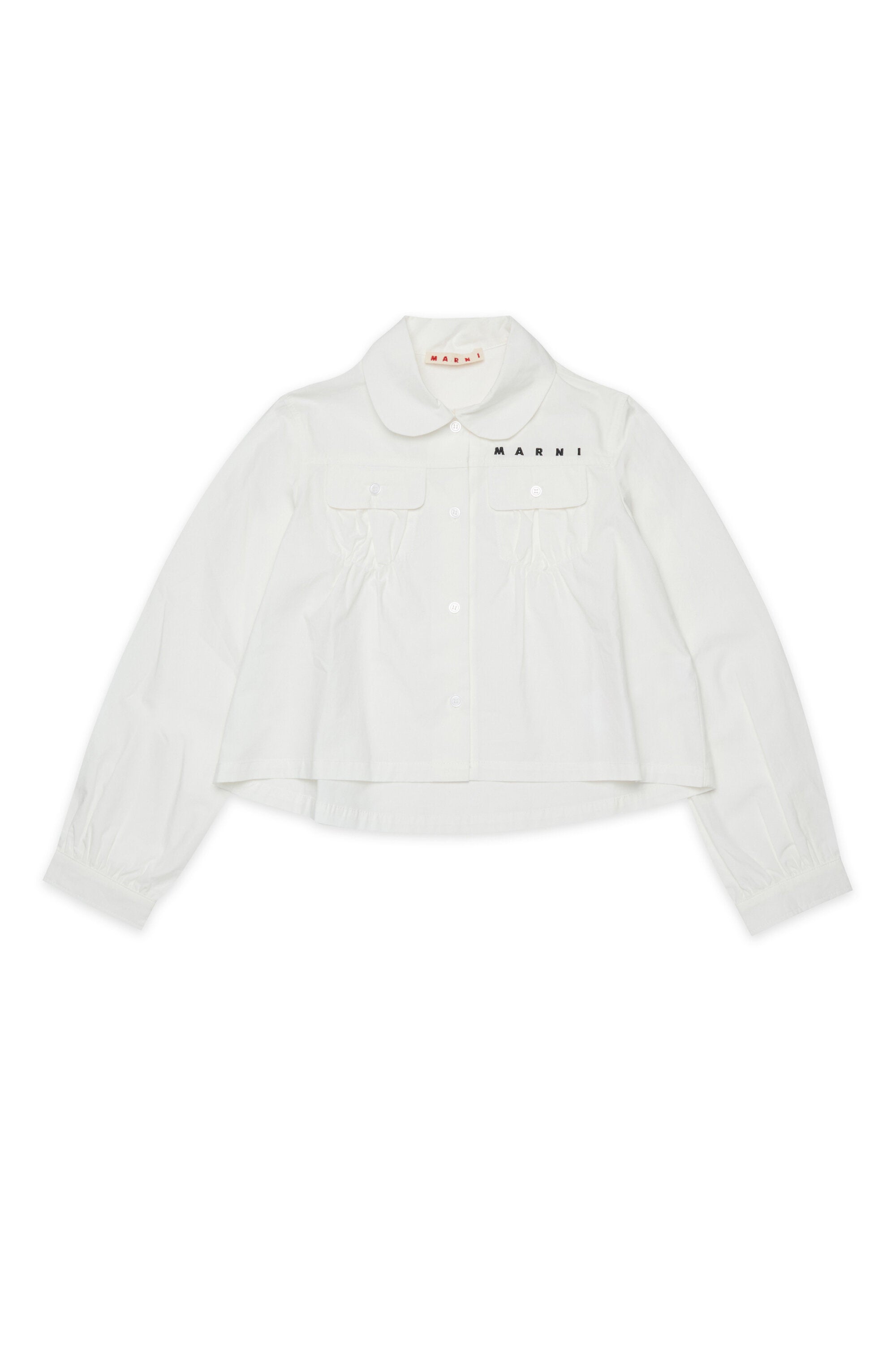 Poplin shirt with ruffles