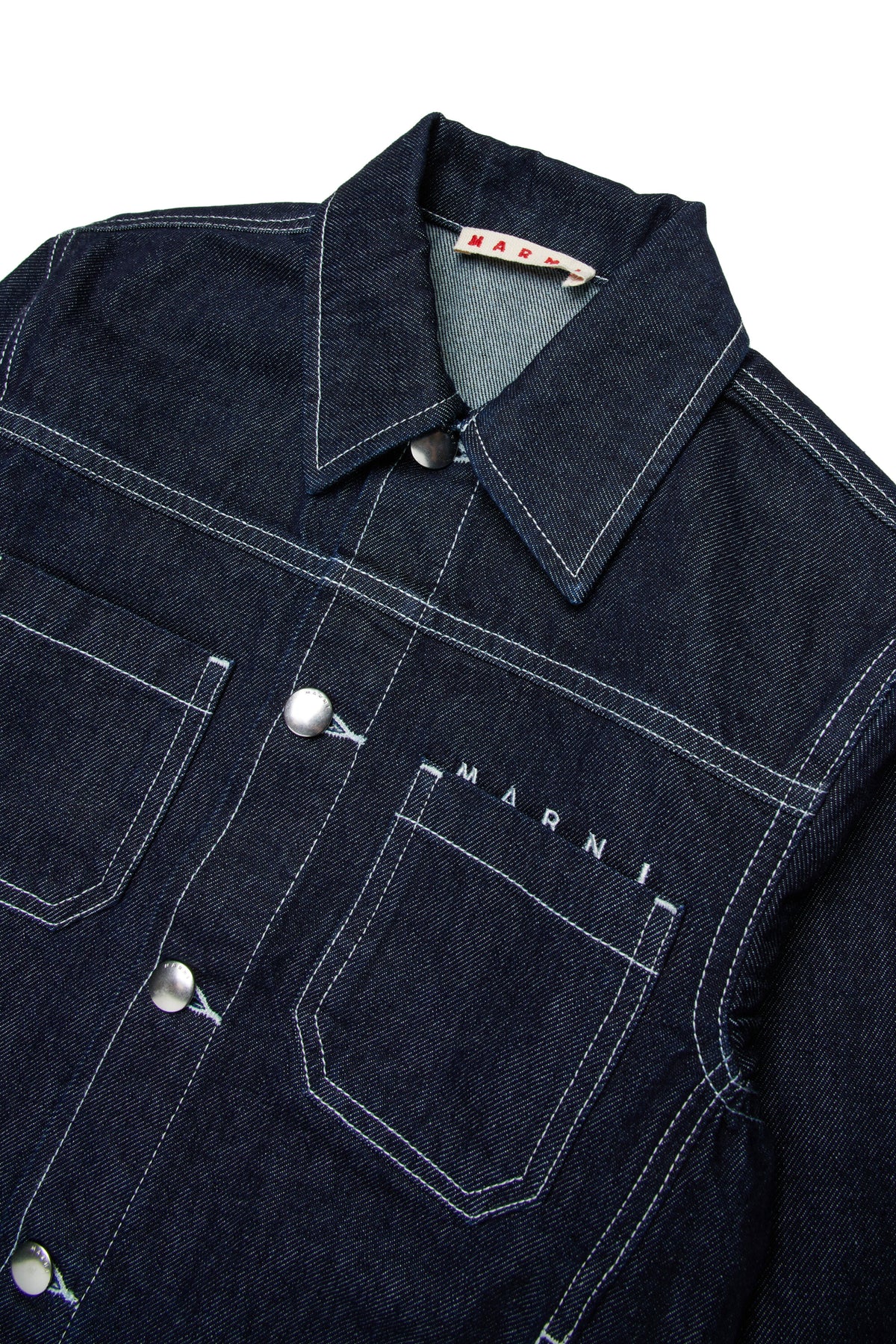 Denim jacket with printed logo