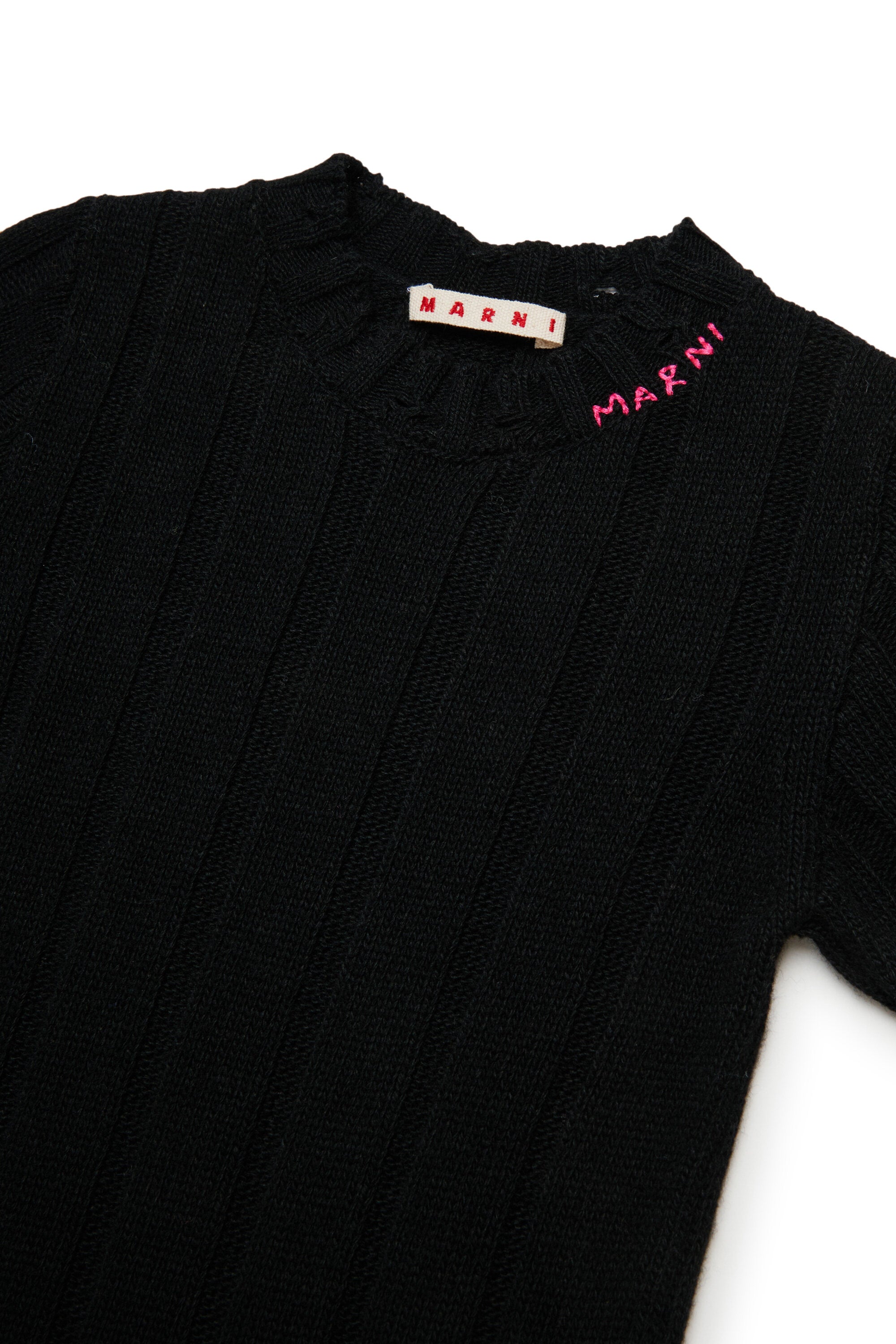 Wool-blend long dress with breaks