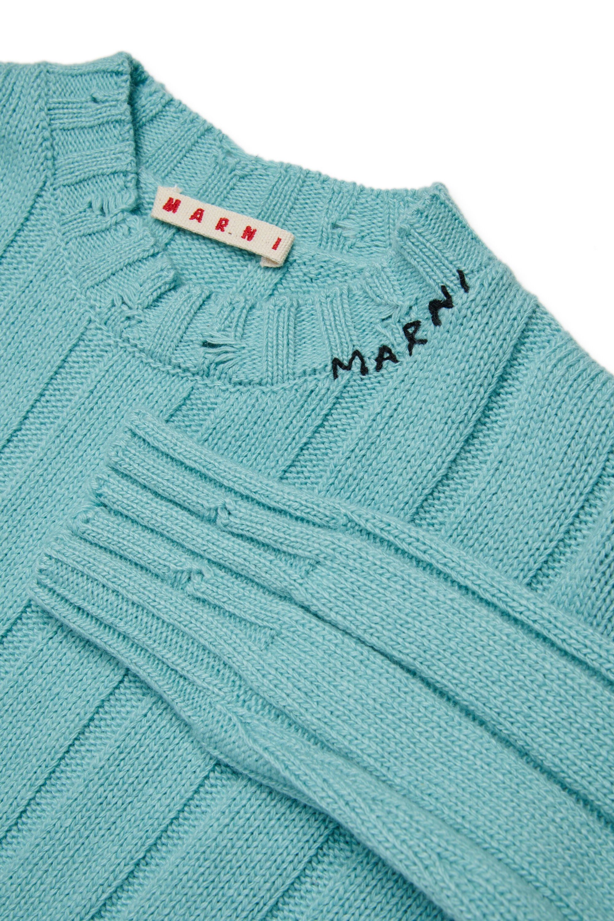 Cropped wool-blend pullover with breaks