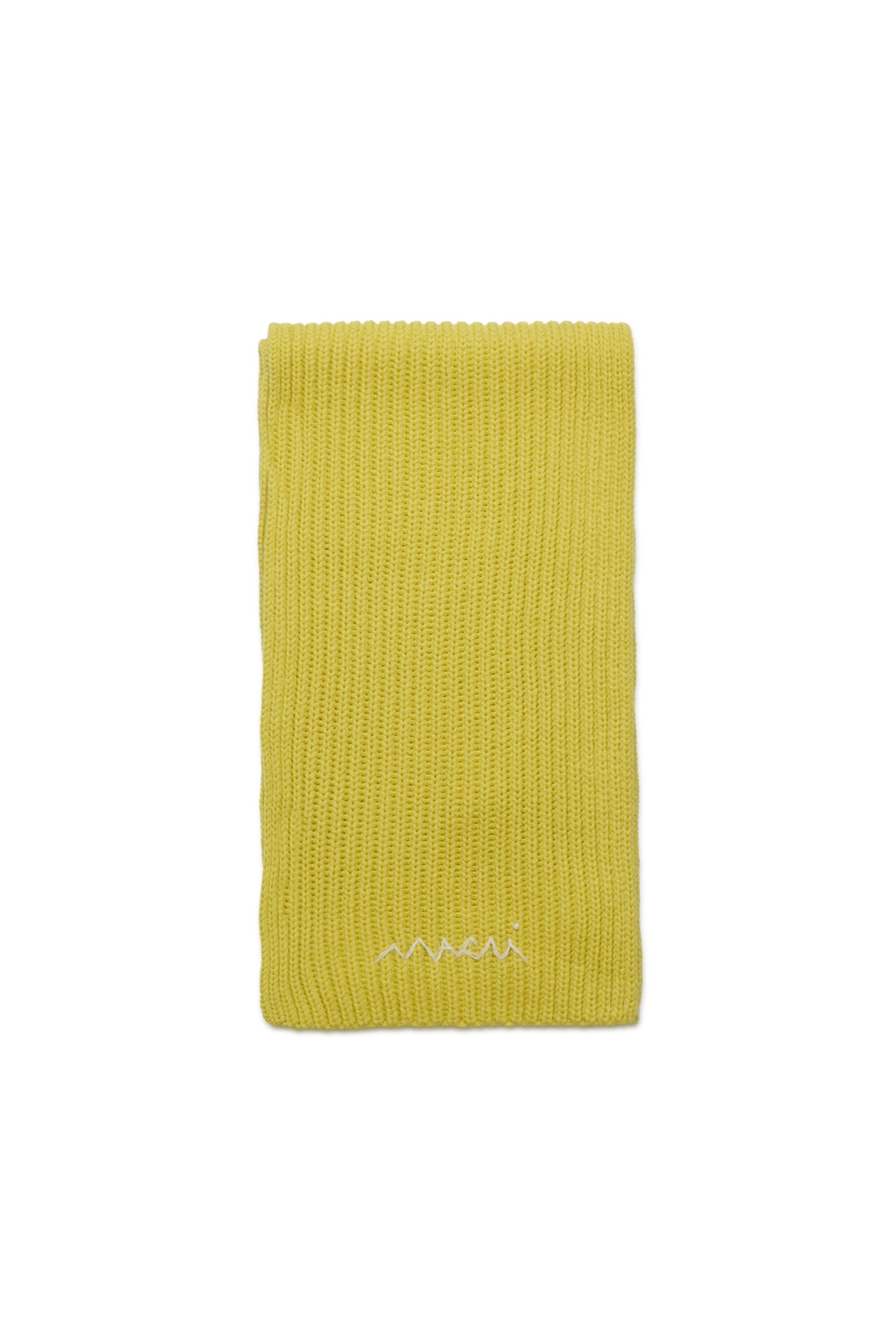 Wool-blend knit scarf with logo