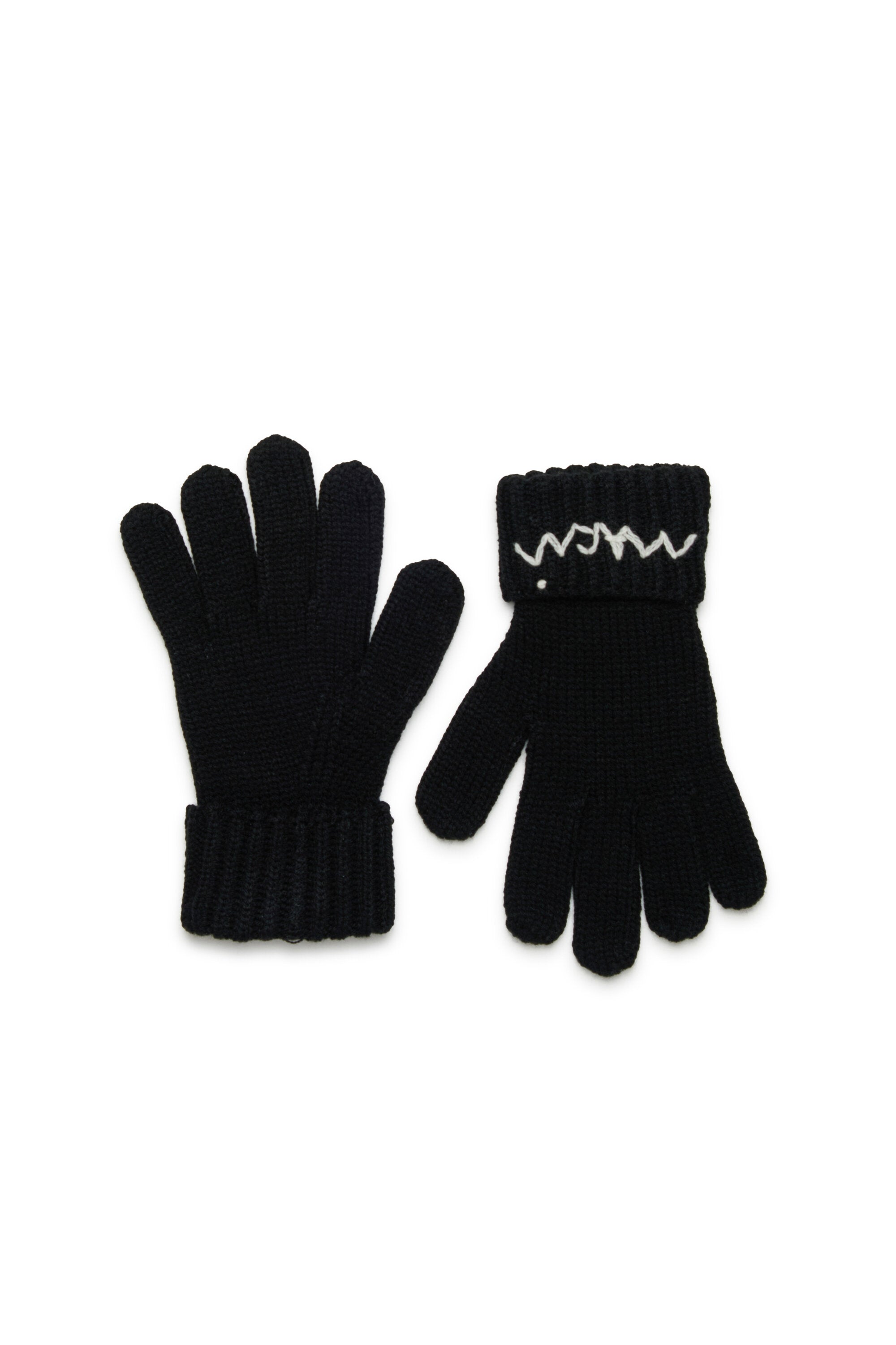 Wool-blend knit gloves with logo