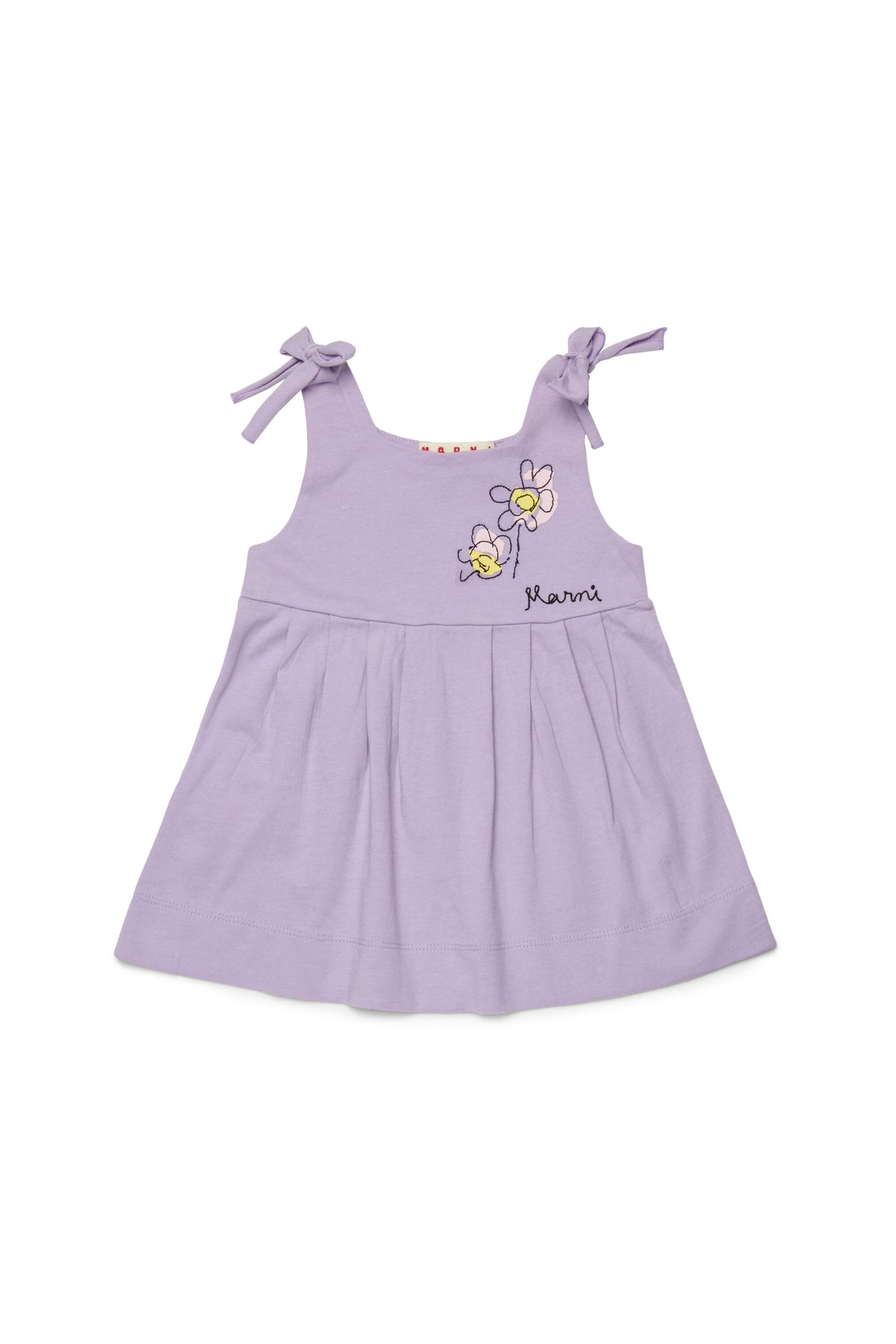 Dress with embroidered flowers and bows