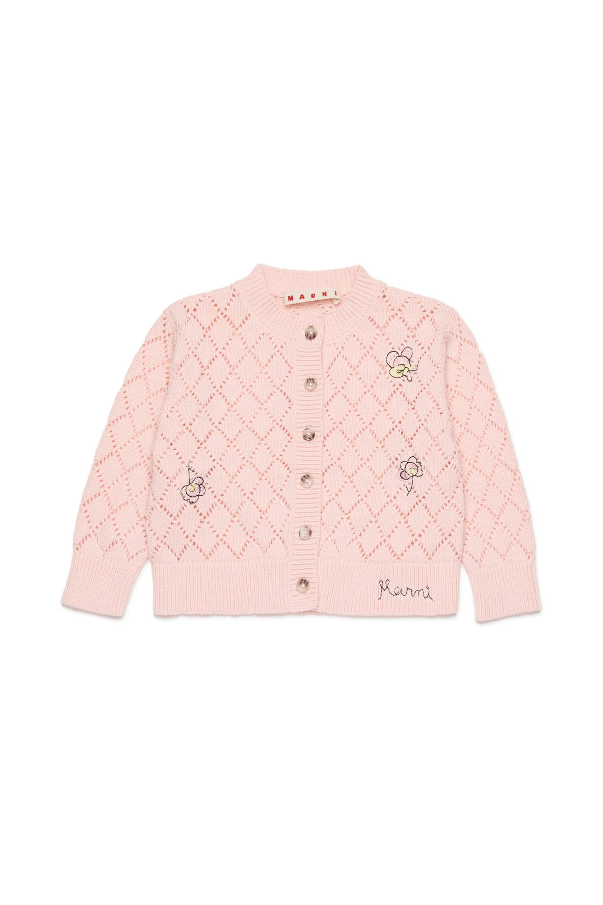 Openwork cardigan with floral embroidery