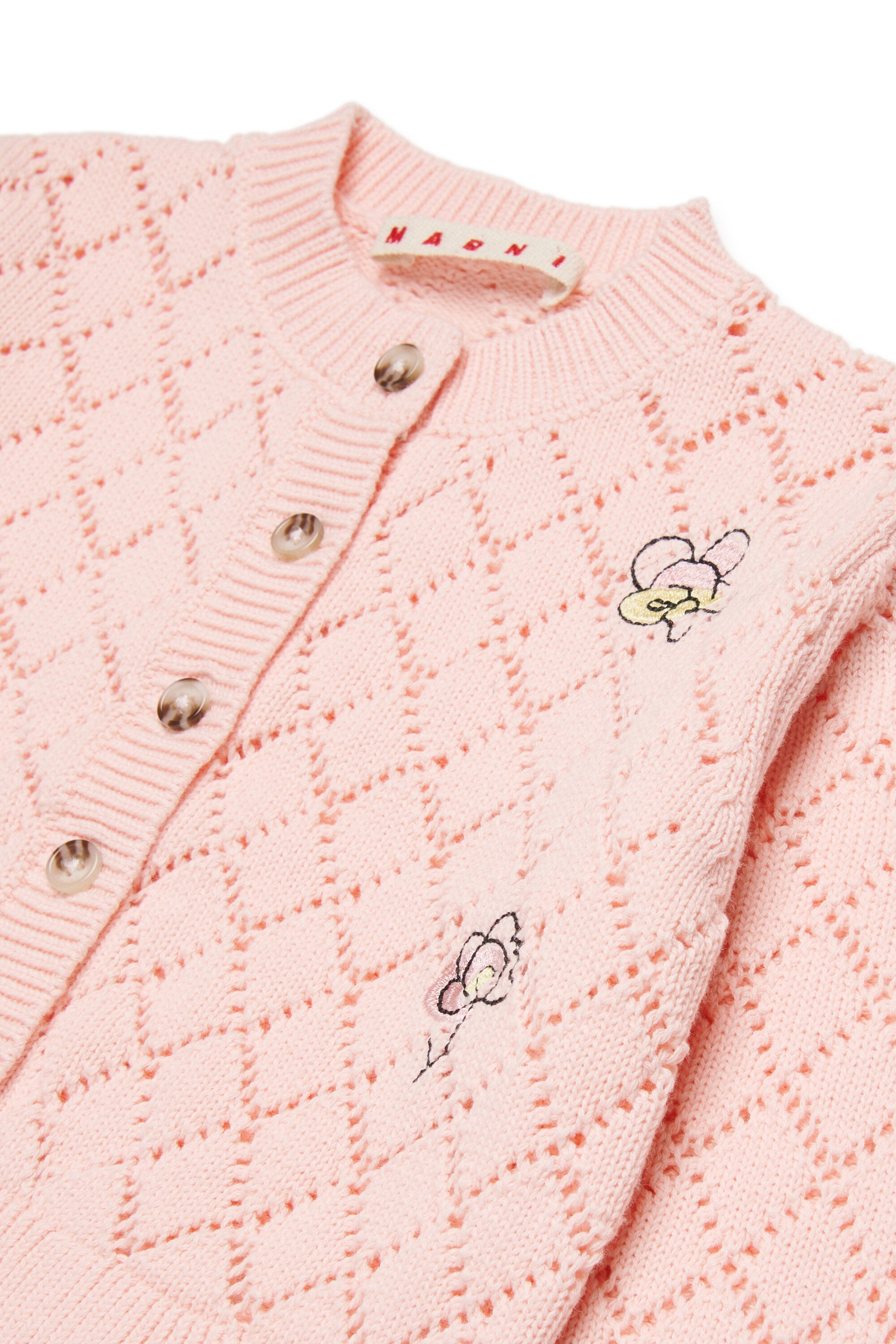 Openwork cardigan with floral embroidery