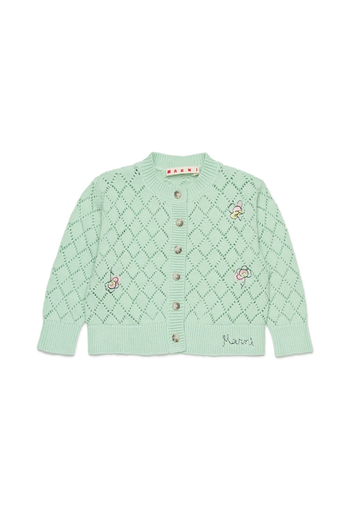 Openwork cardigan with floral embroidery