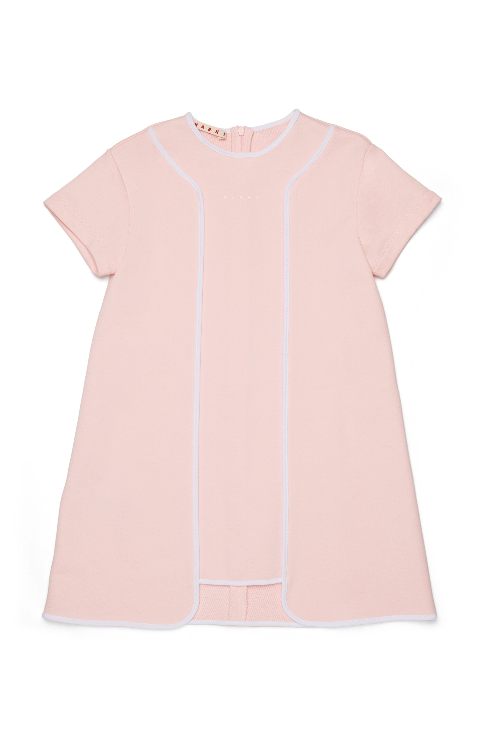Dress with short sleeves and straight cut