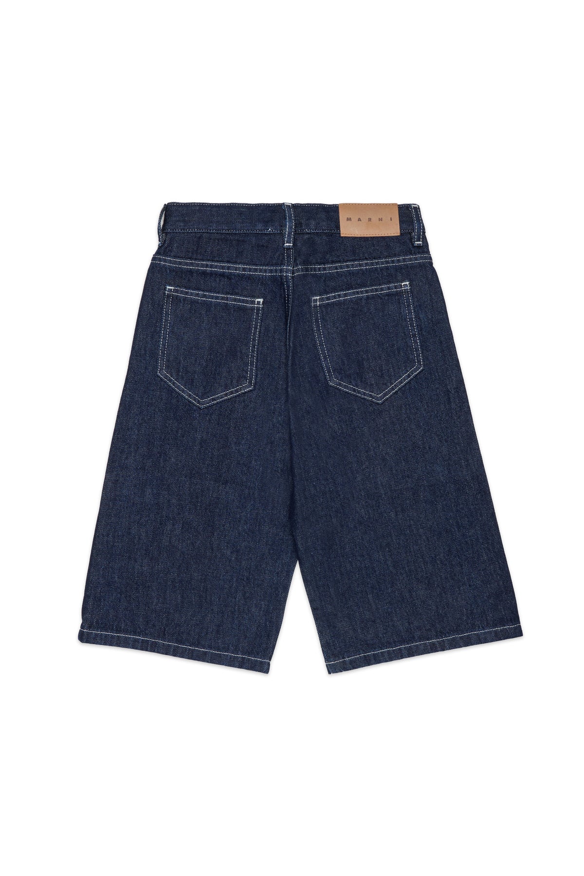 Denim Bermuda shorts with printed logo