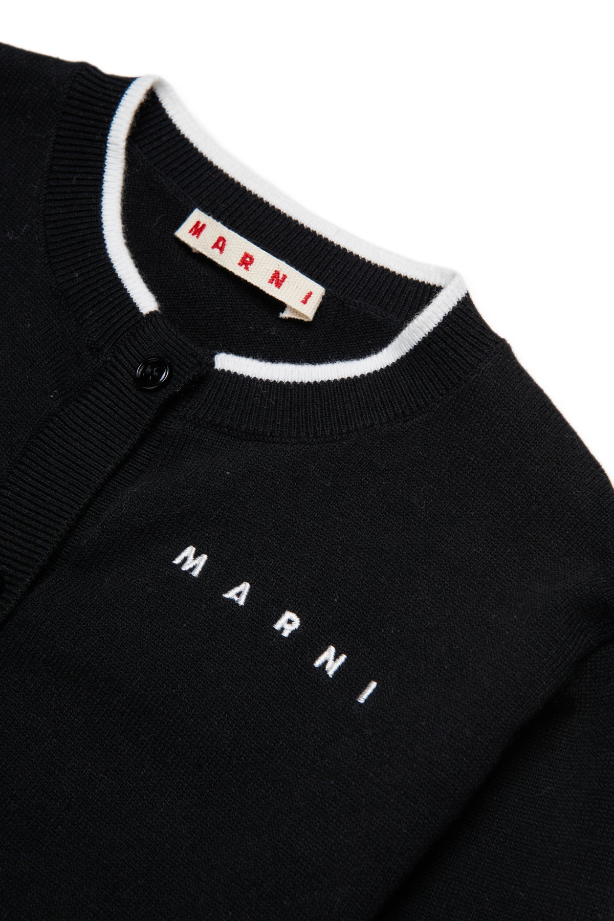 Crew-neck cardigan with logo