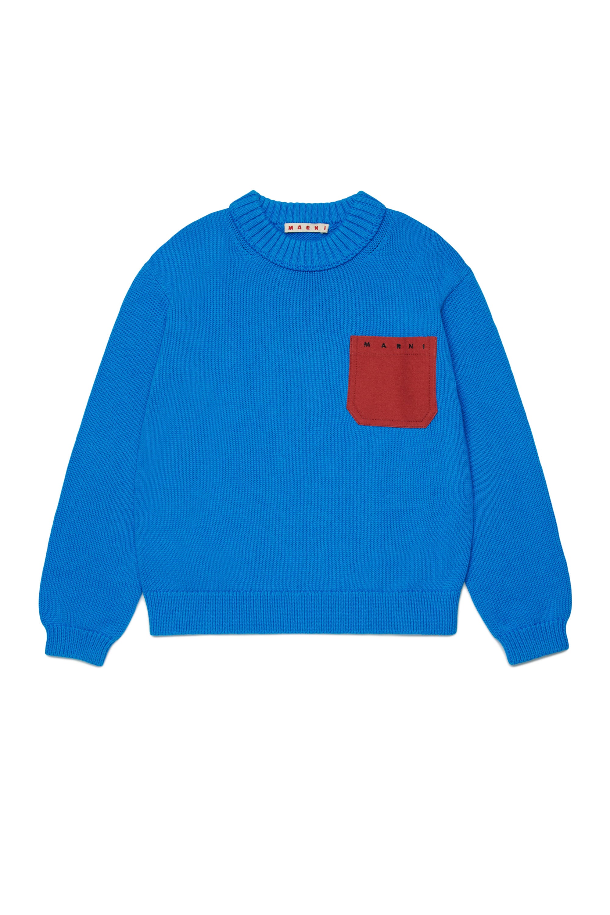 Crew neck pullover with chest pocket and logo