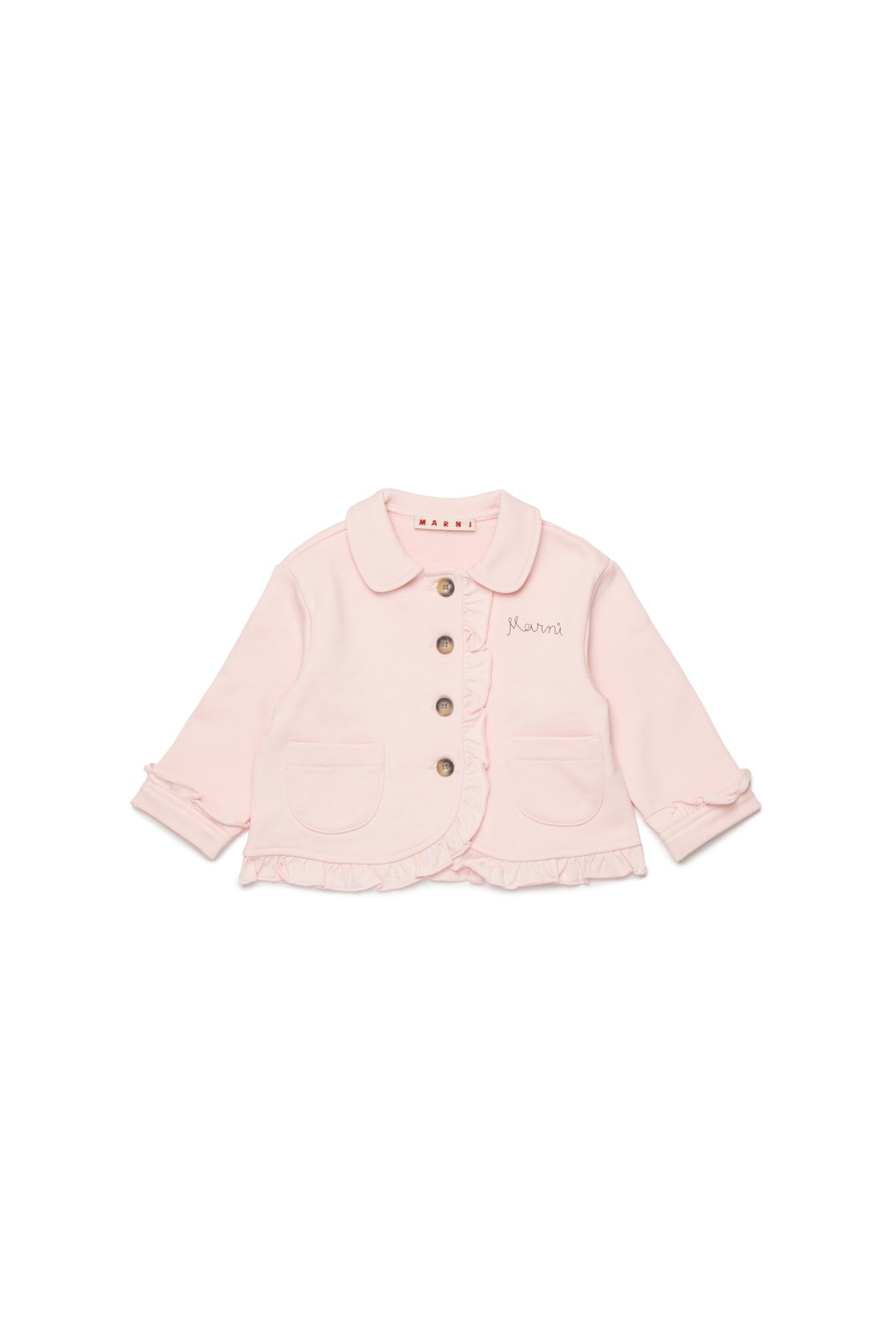 Jacket with ruffles and logo