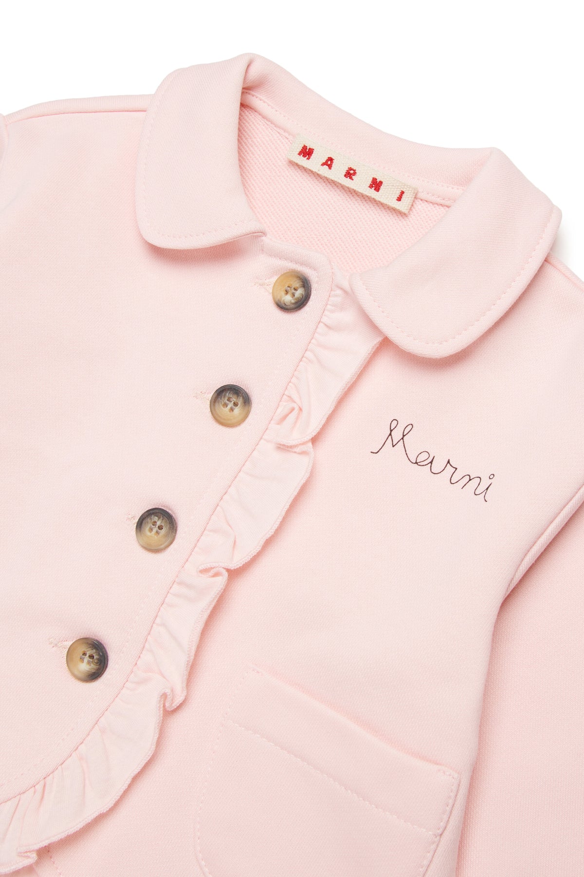 Jacket with ruffles and logo