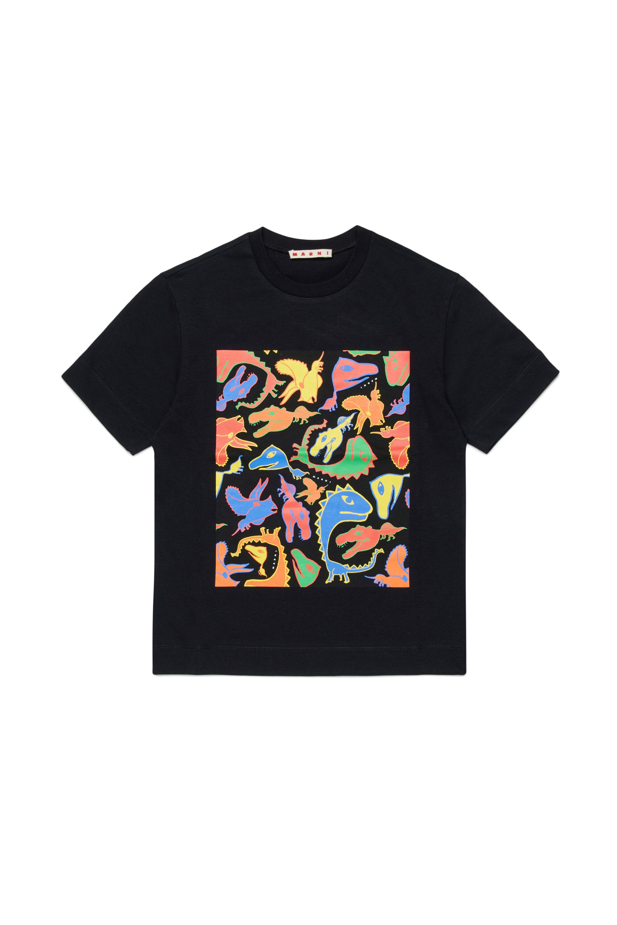 T-shirt with multicolor dinosaur print