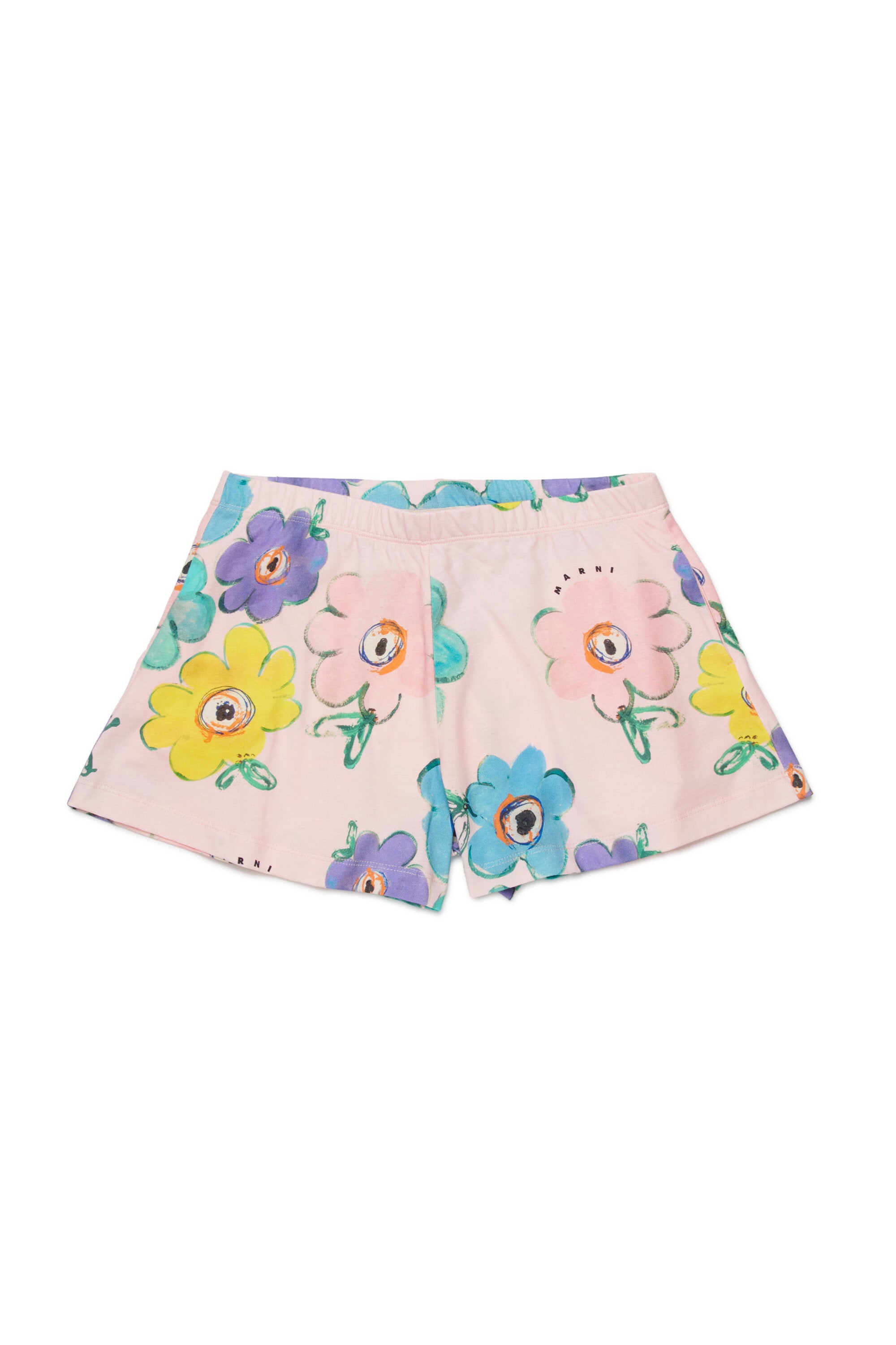 Sweatshirt shorts with floral pattern