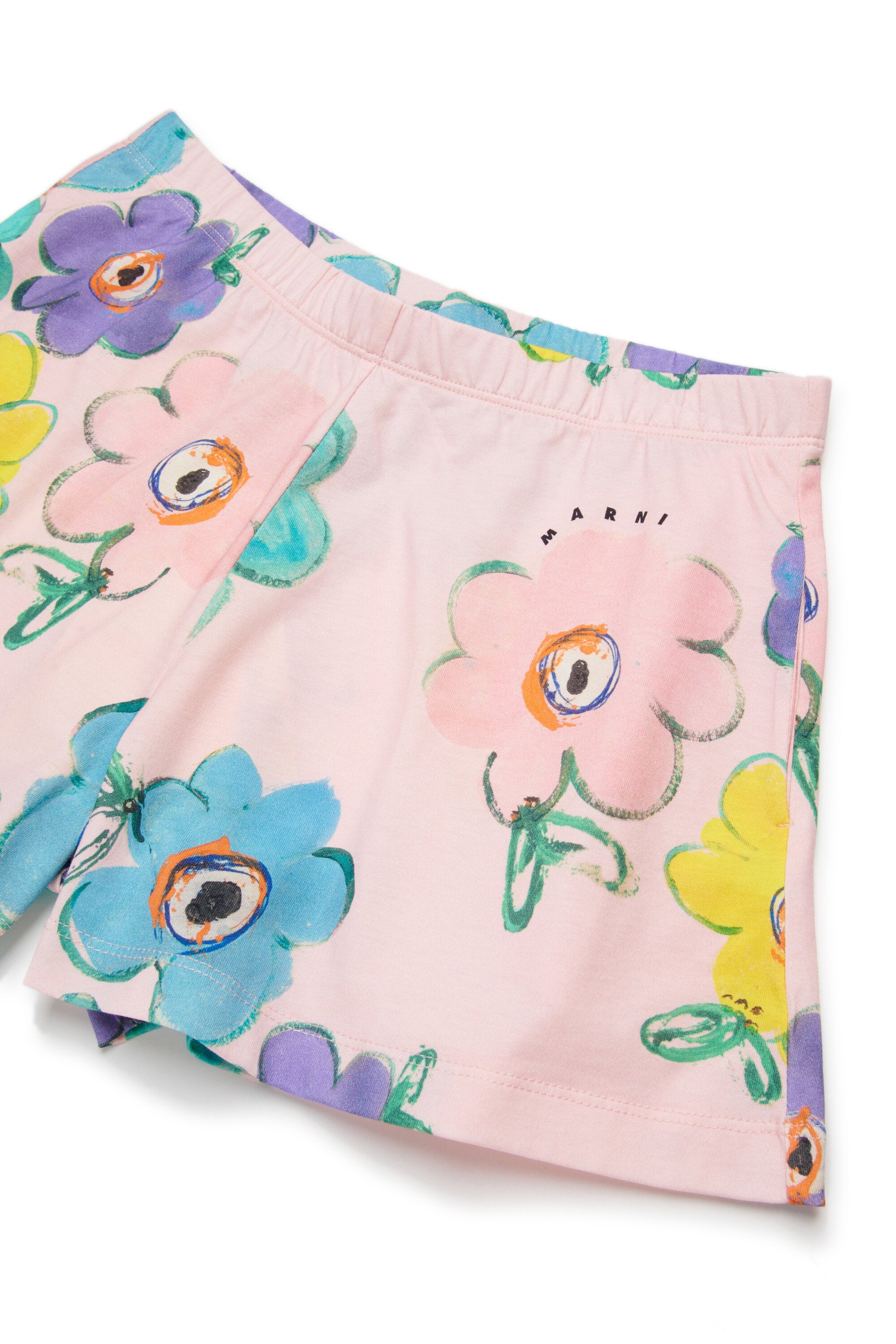 Sweatshirt shorts with floral pattern