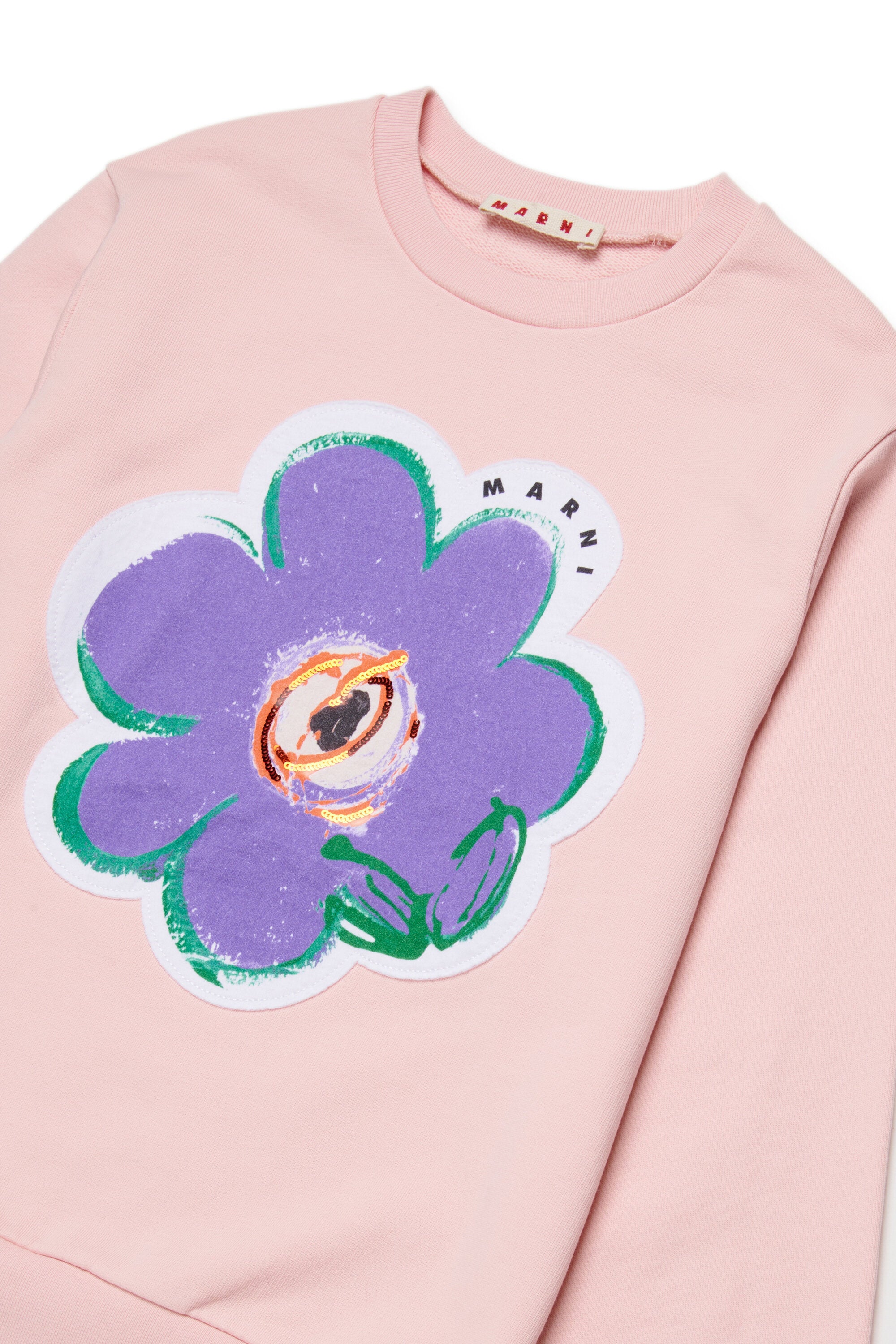 Crewneck sweatshirt with oversized flower