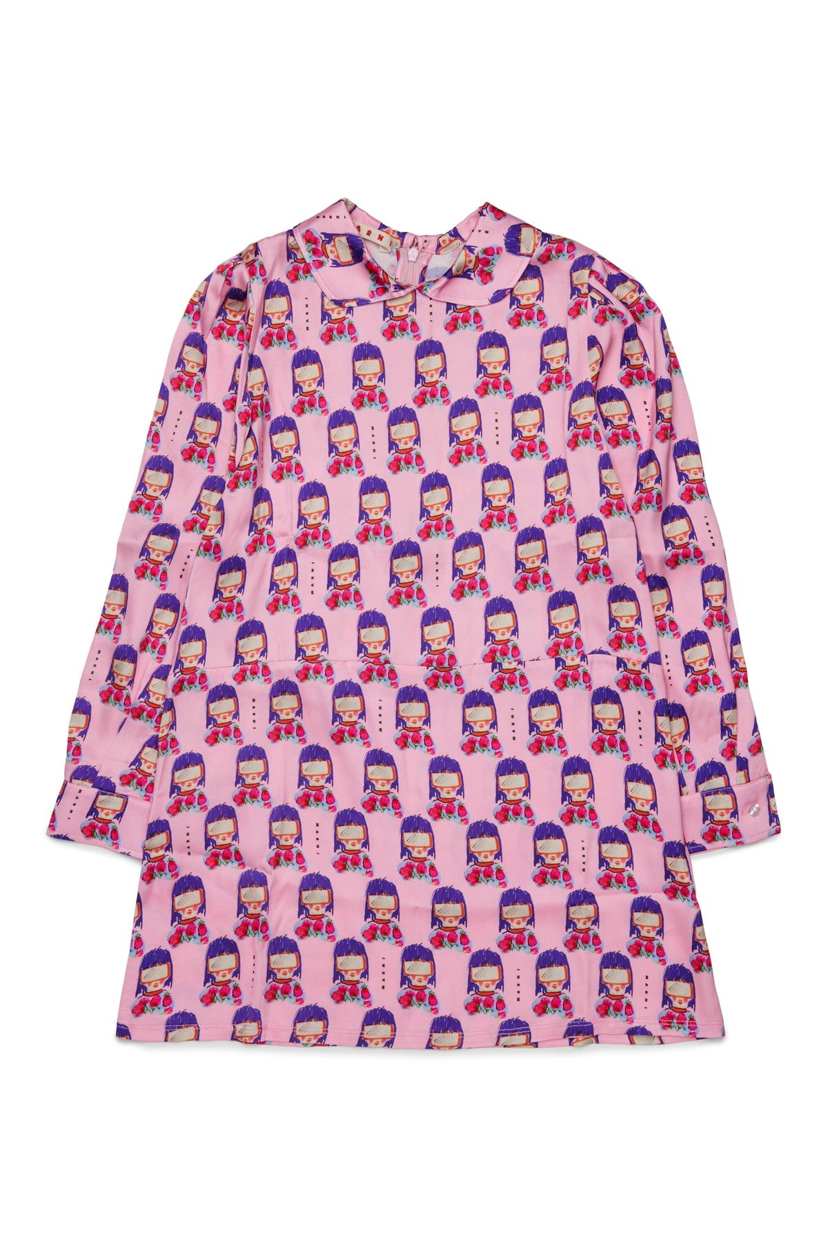 Patterned dress with classic collar