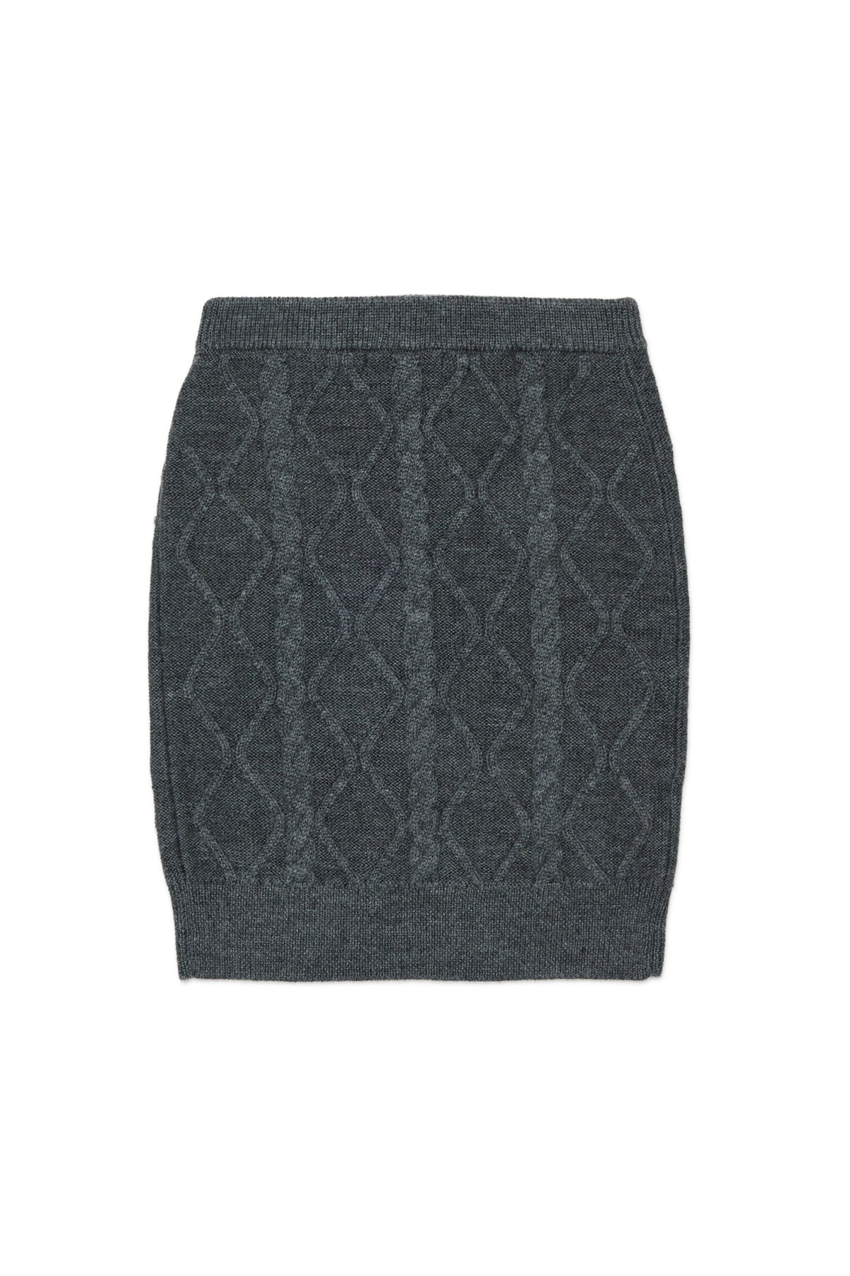 Cable-knit skirt with embroidery