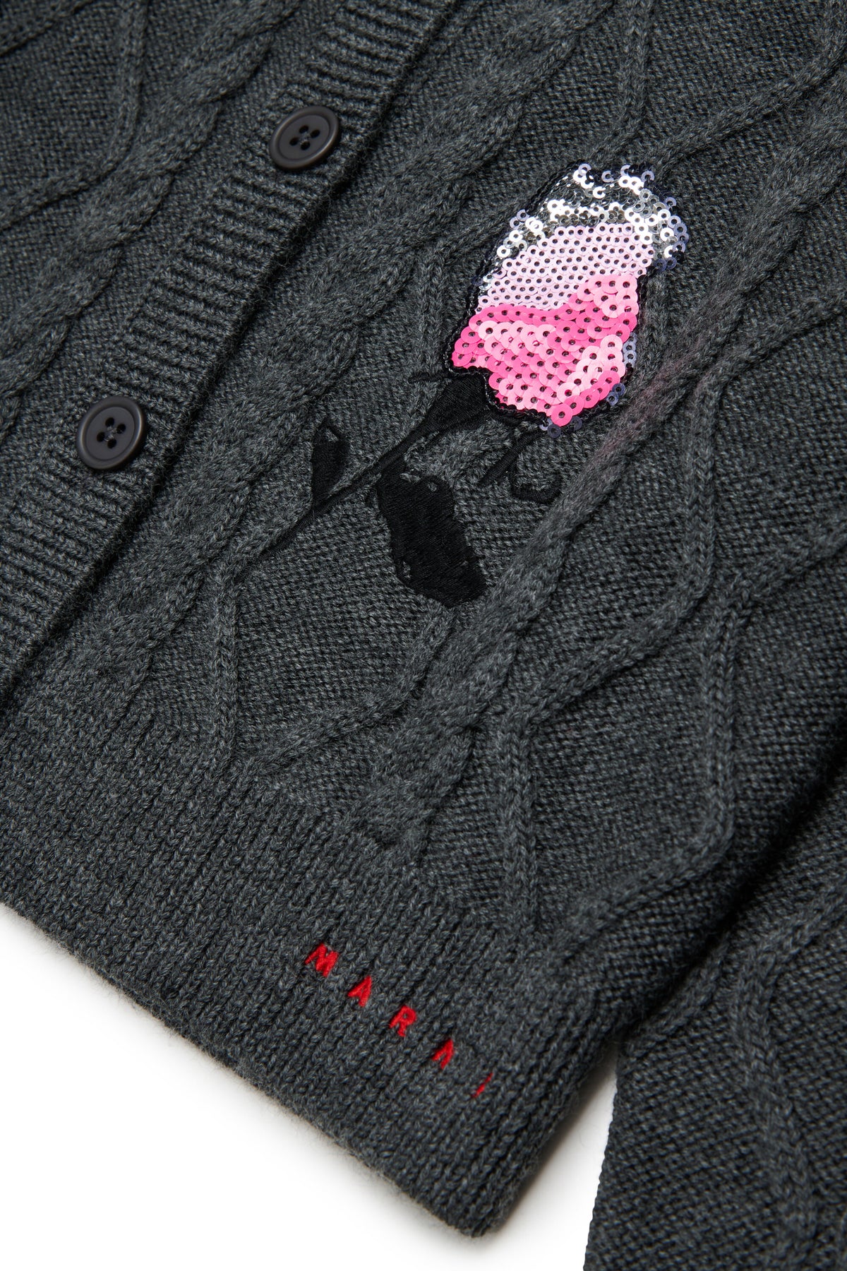 Cable-knit cardigan with logo