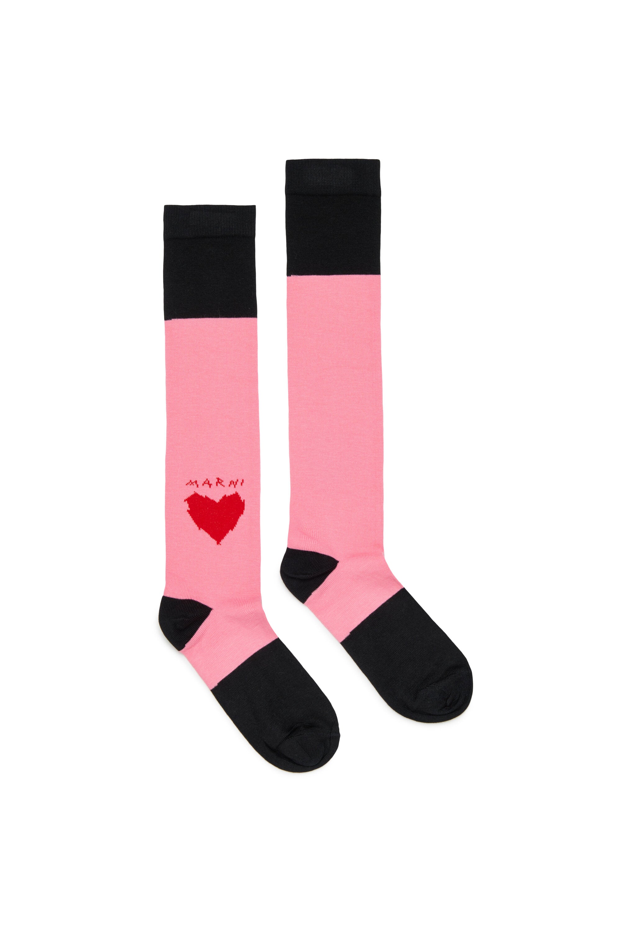 Socks with heart embroidery