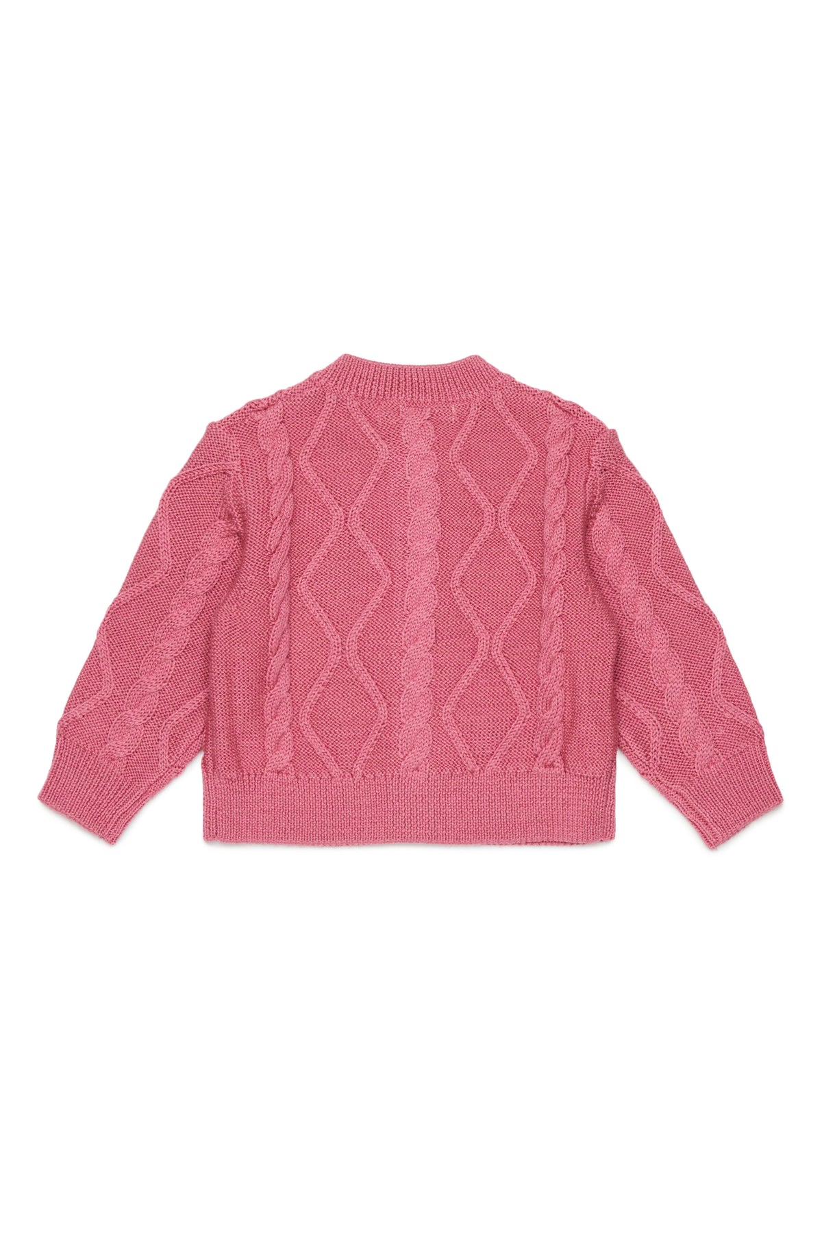 Cardigan with cable knit and floral embroidery