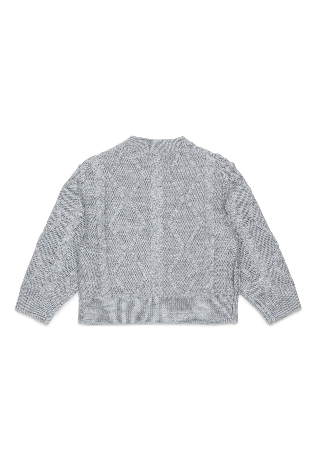 Cardigan with cable knit and floral embroidery
