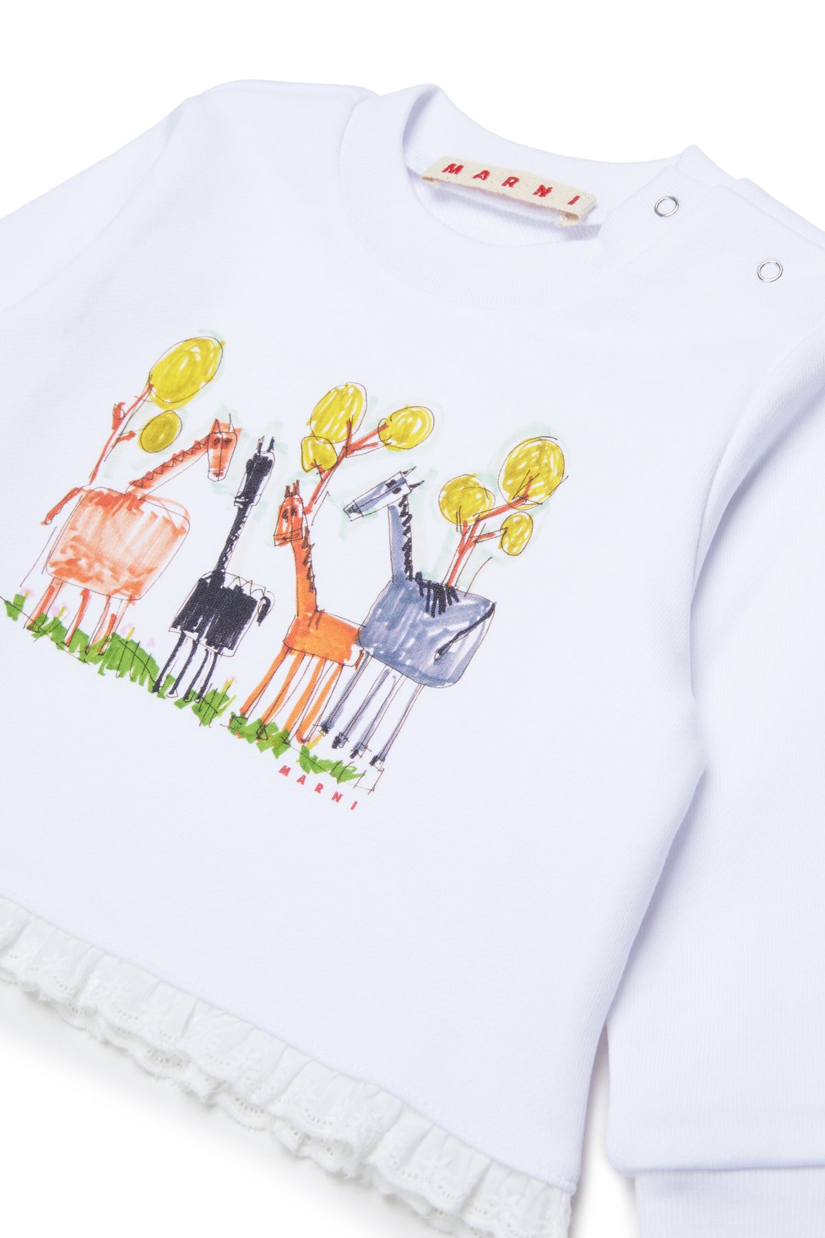 Sweatshirt with animal print and lace
