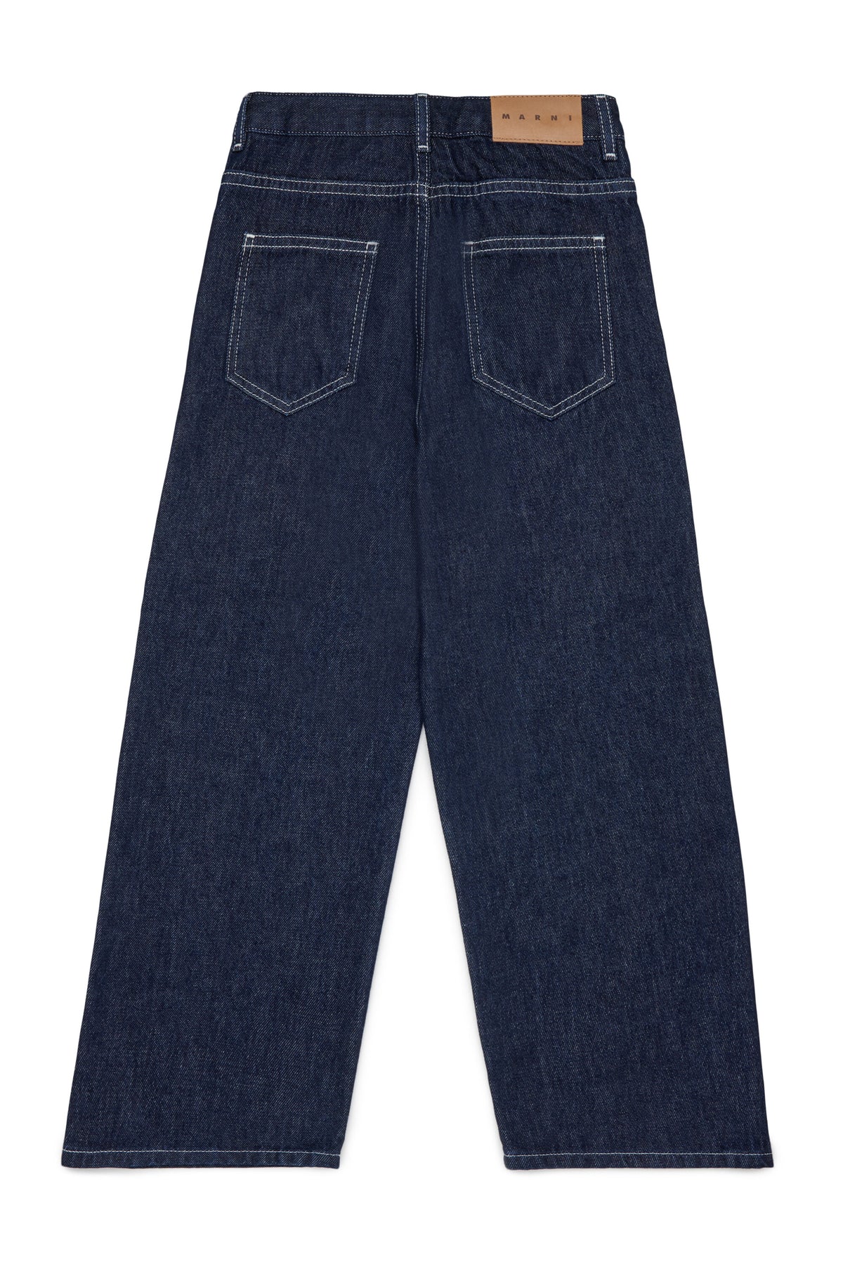 Dark blue relaxed jeans with printed logo