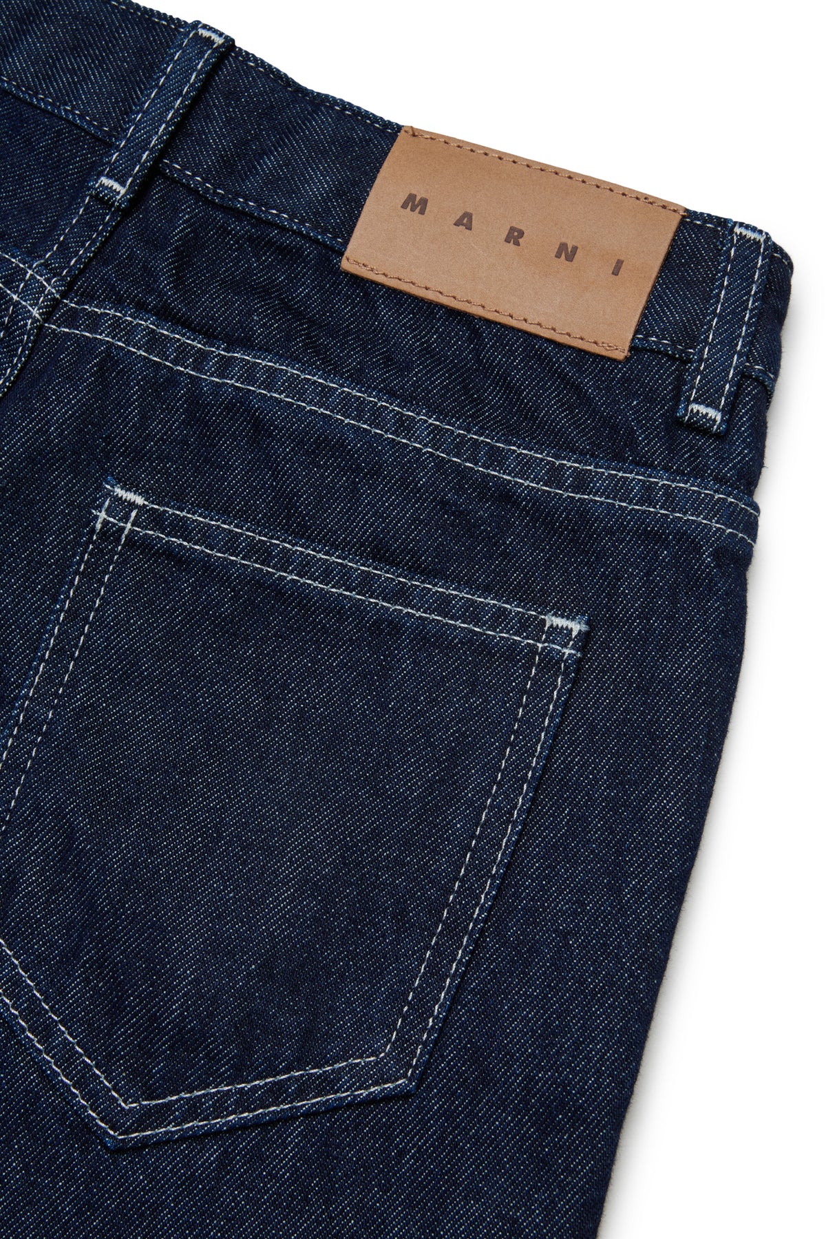 Dark blue relaxed jeans with printed logo