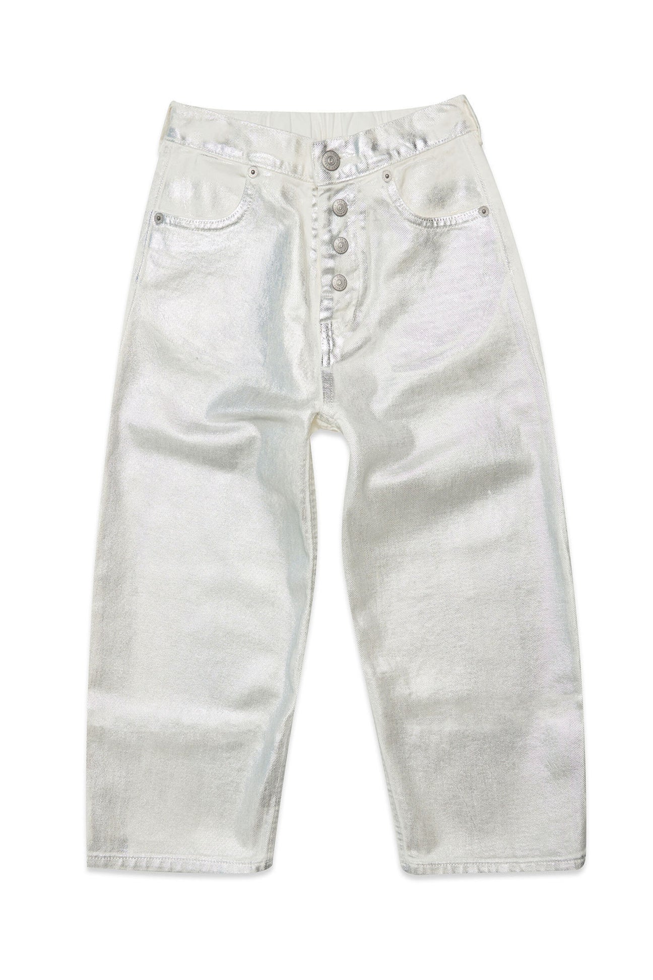 Metallic effect white jeans 
