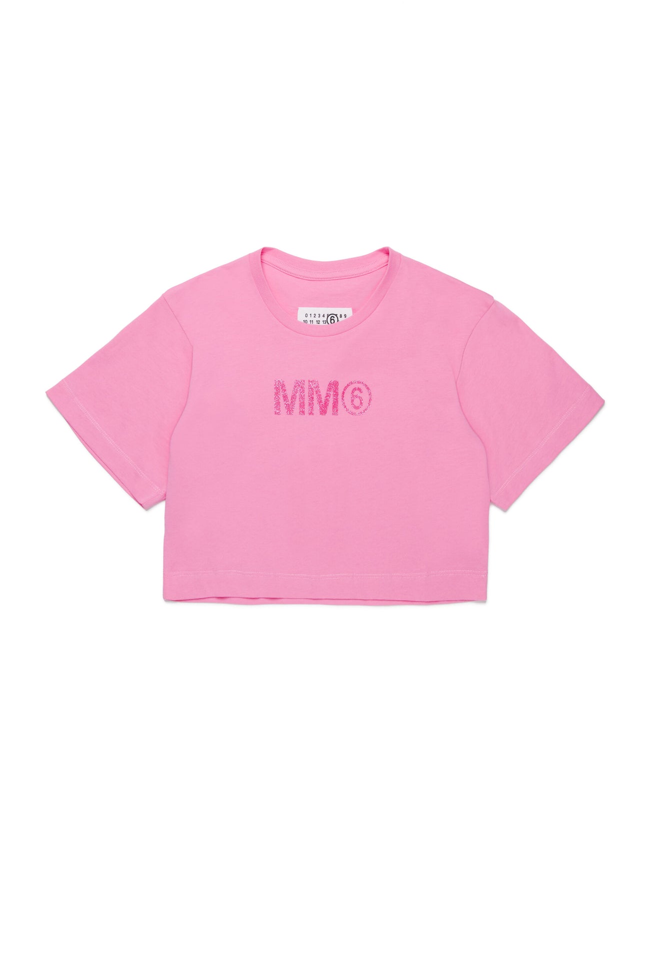Cropped T-shirt branded with MM6 glitter logo Cropped T-shirt branded with MM6 glitter logo