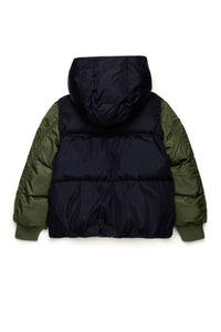 Two-tone padded jacket with bomber sleeves