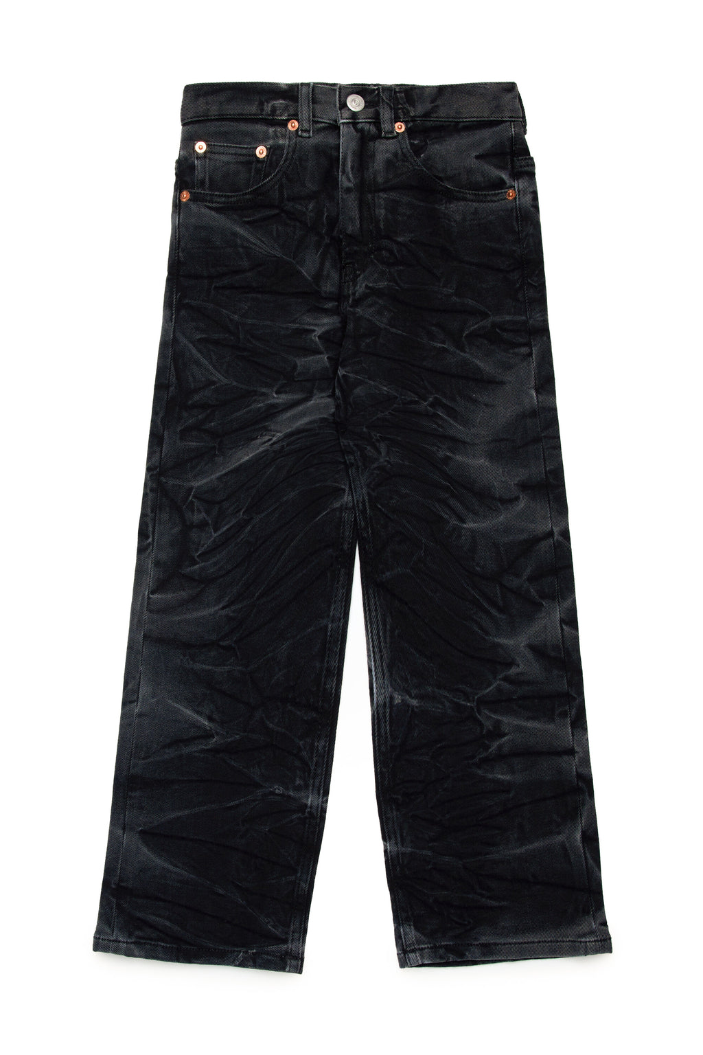 Black creased-effect jeans
