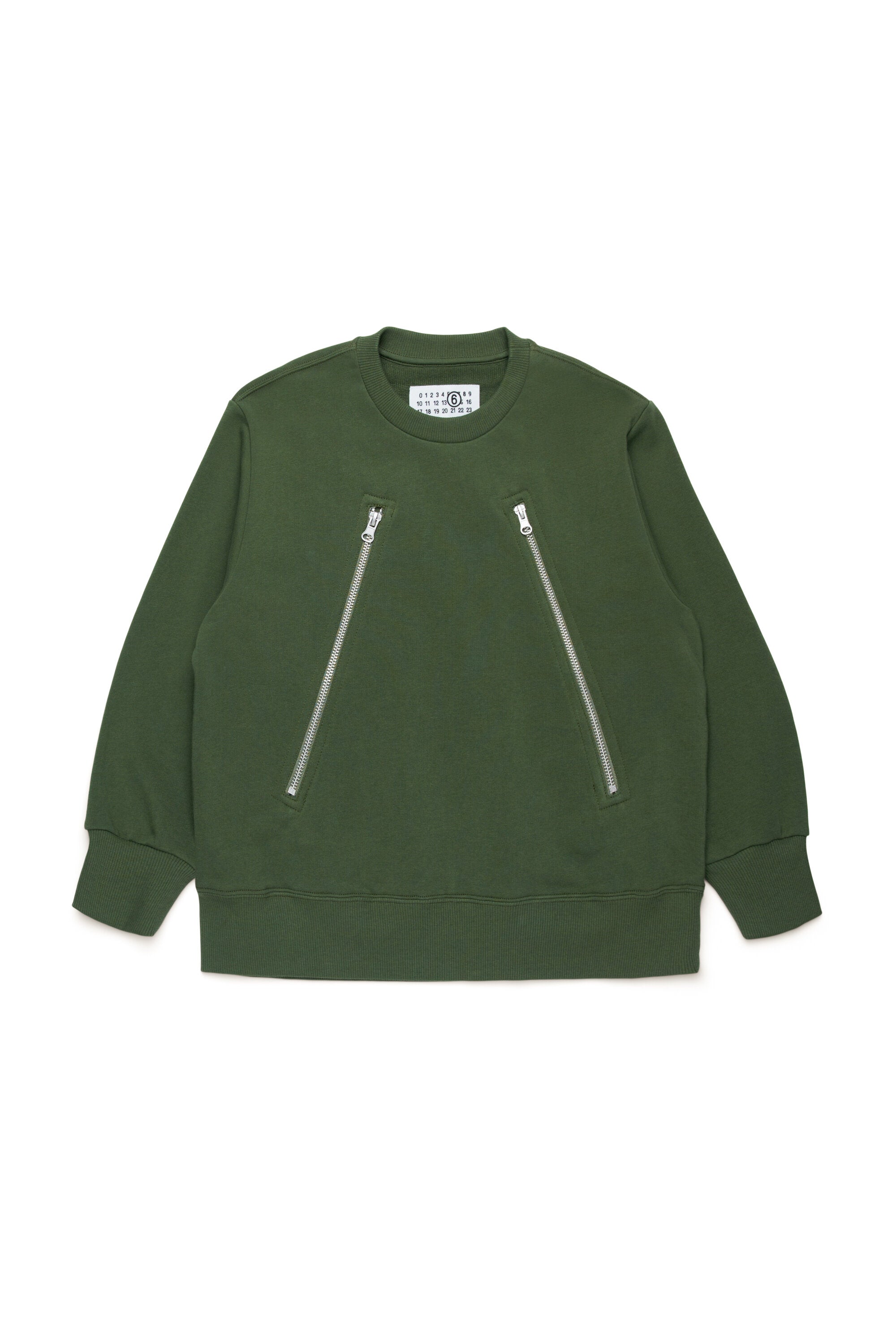 Crew-neck sweatshirt with diagonal zip