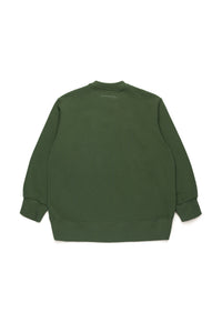 Crew-neck sweatshirt with diagonal zip