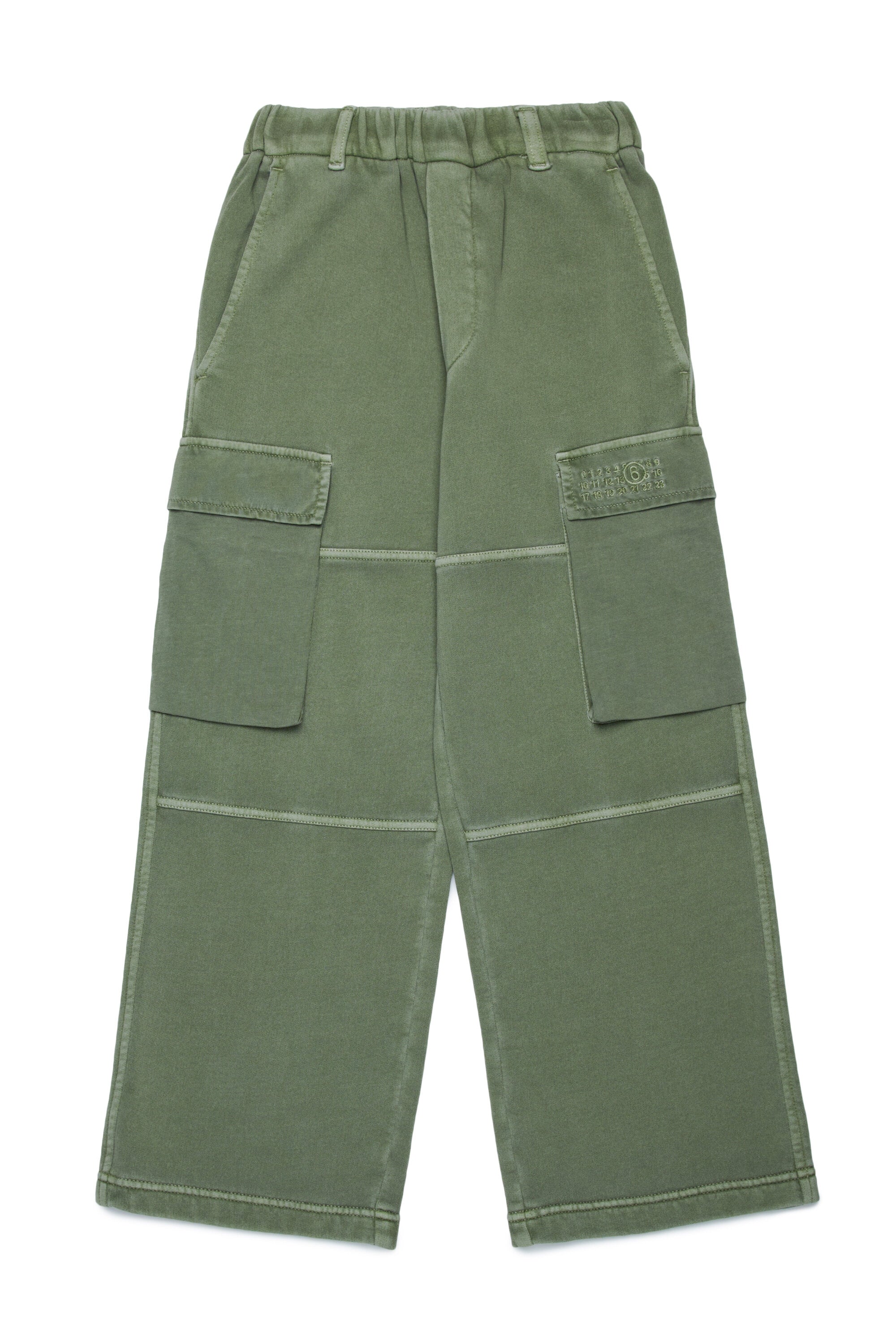 Vintage-effect satin cargo trousers