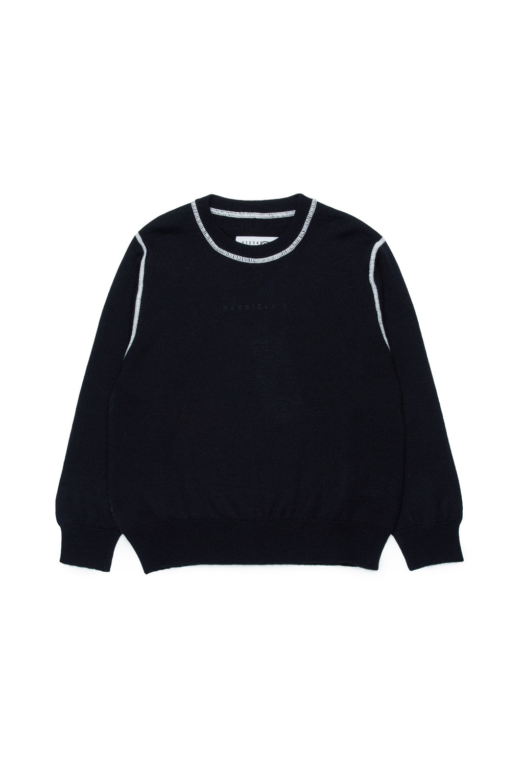 Wool-blend pullover with overlock seams