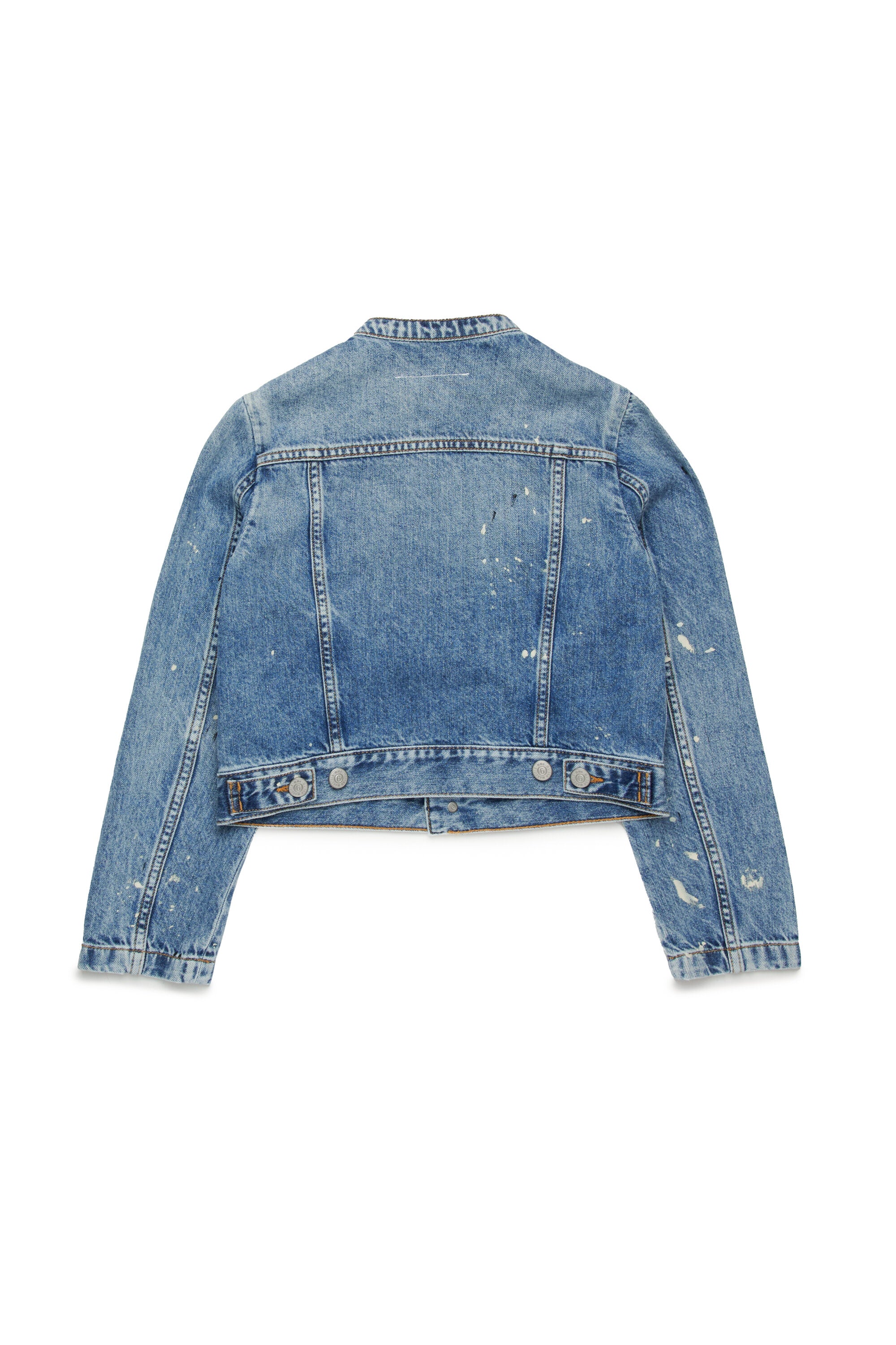 Shaded blue denim jacket with color spots